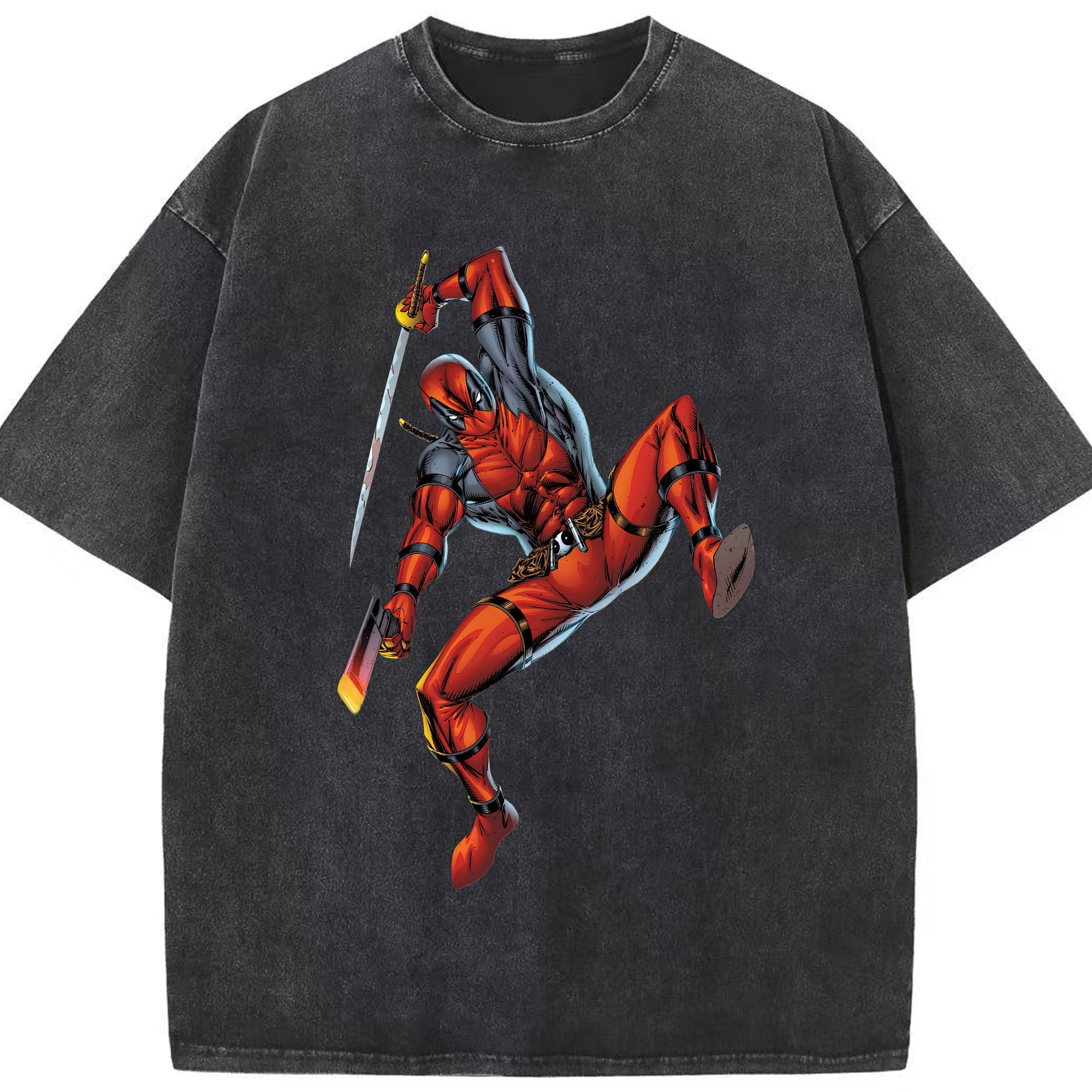 （画像用） Deadpool デッドプール 綿100% ヴィンテージ風 半袖Tシャツ（フロントプリント）