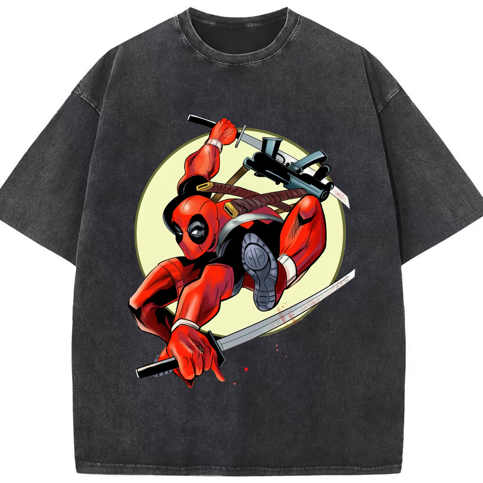 （画像用） Deadpool デッドプール 綿100% ヴィンテージ風 半袖Tシャツ（フロントプリント）
