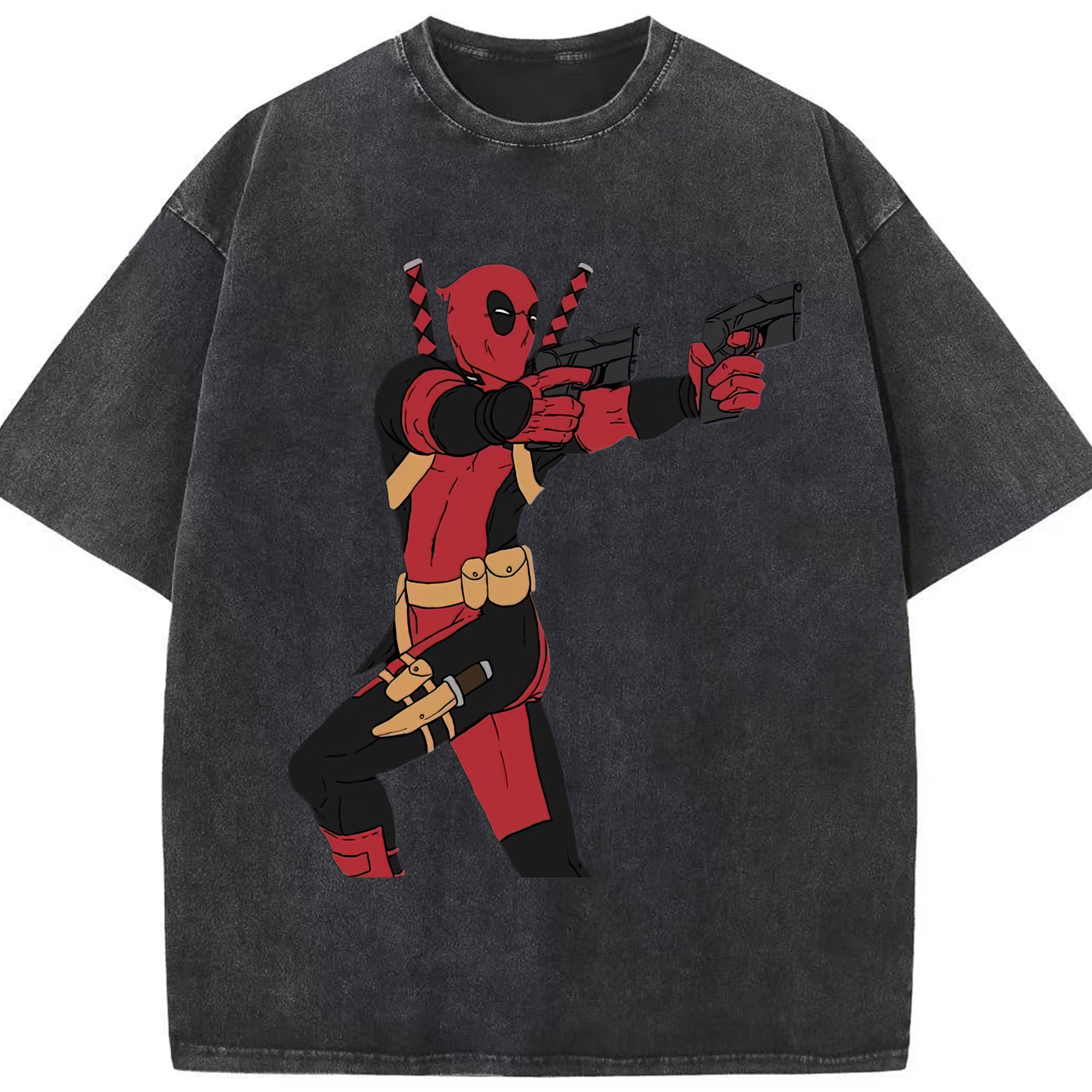 （画像用） Deadpool デッドプール 綿100% ヴィンテージ風 半袖Tシャツ（フロントプリント）