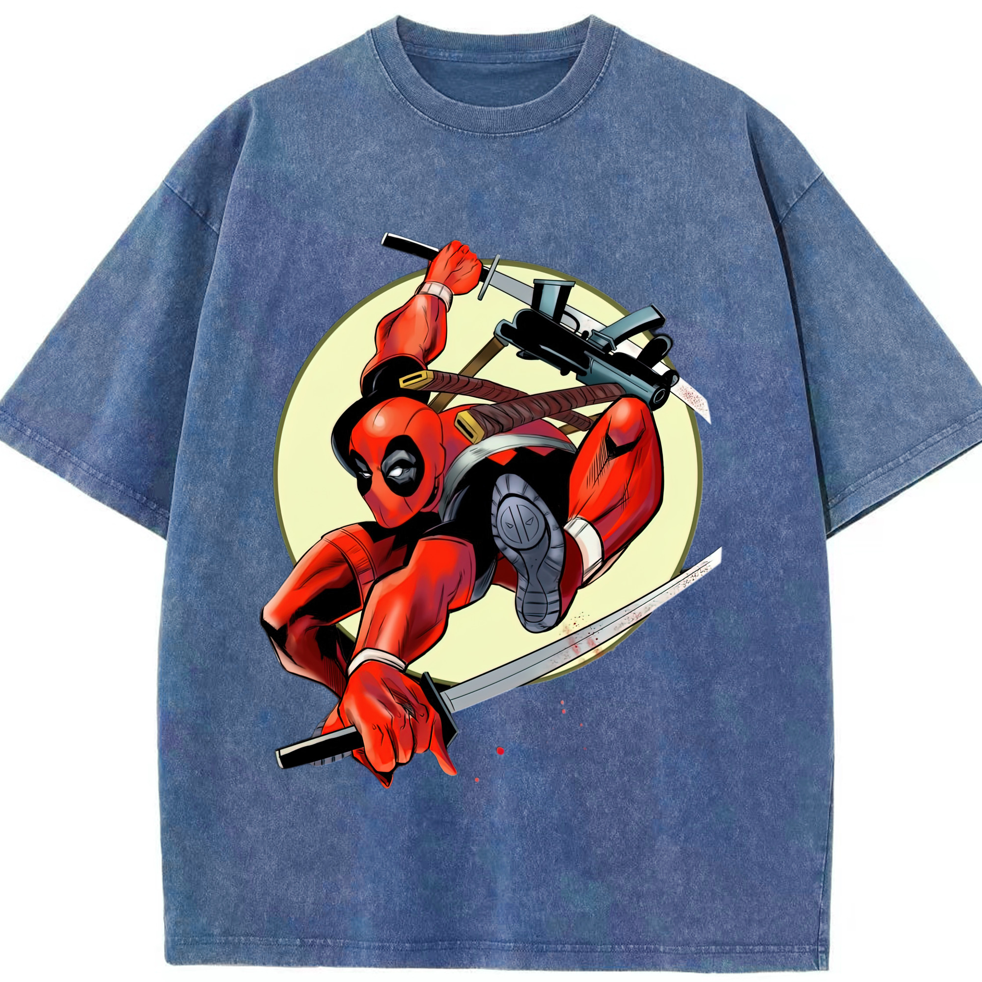 （画像用） Deadpool デッドプール 綿100% ヴィンテージ風 半袖Tシャツ（フロントプリント）