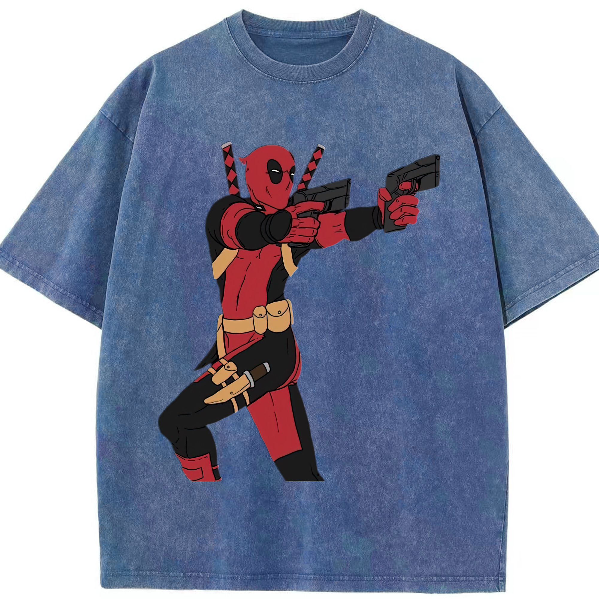 （画像用） Deadpool デッドプール 綿100% ヴィンテージ風 半袖Tシャツ（フロントプリント）