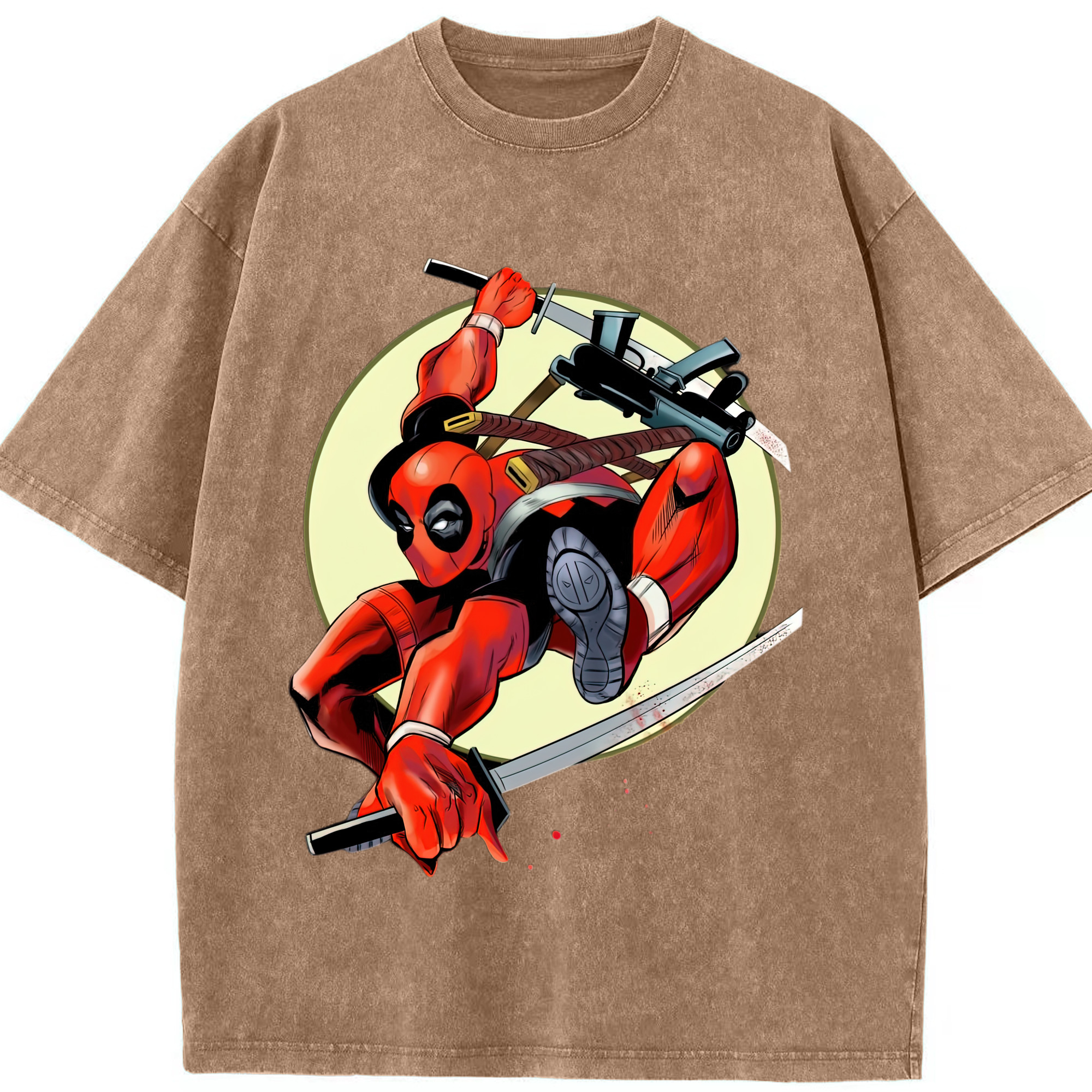 （画像用） Deadpool デッドプール 綿100% ヴィンテージ風 半袖Tシャツ（フロントプリント）