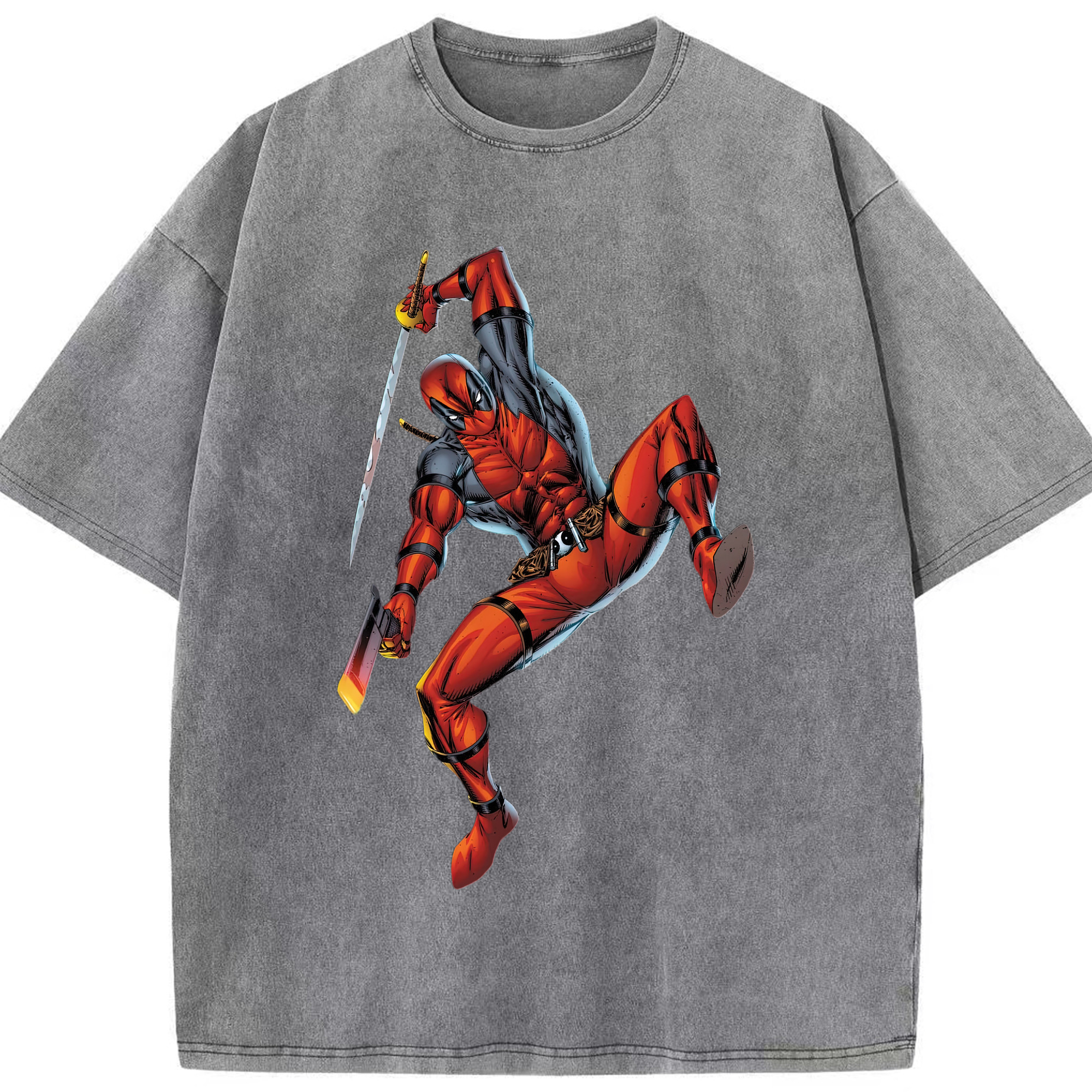 （画像用） Deadpool デッドプール 綿100% ヴィンテージ風 半袖Tシャツ（フロントプリント）