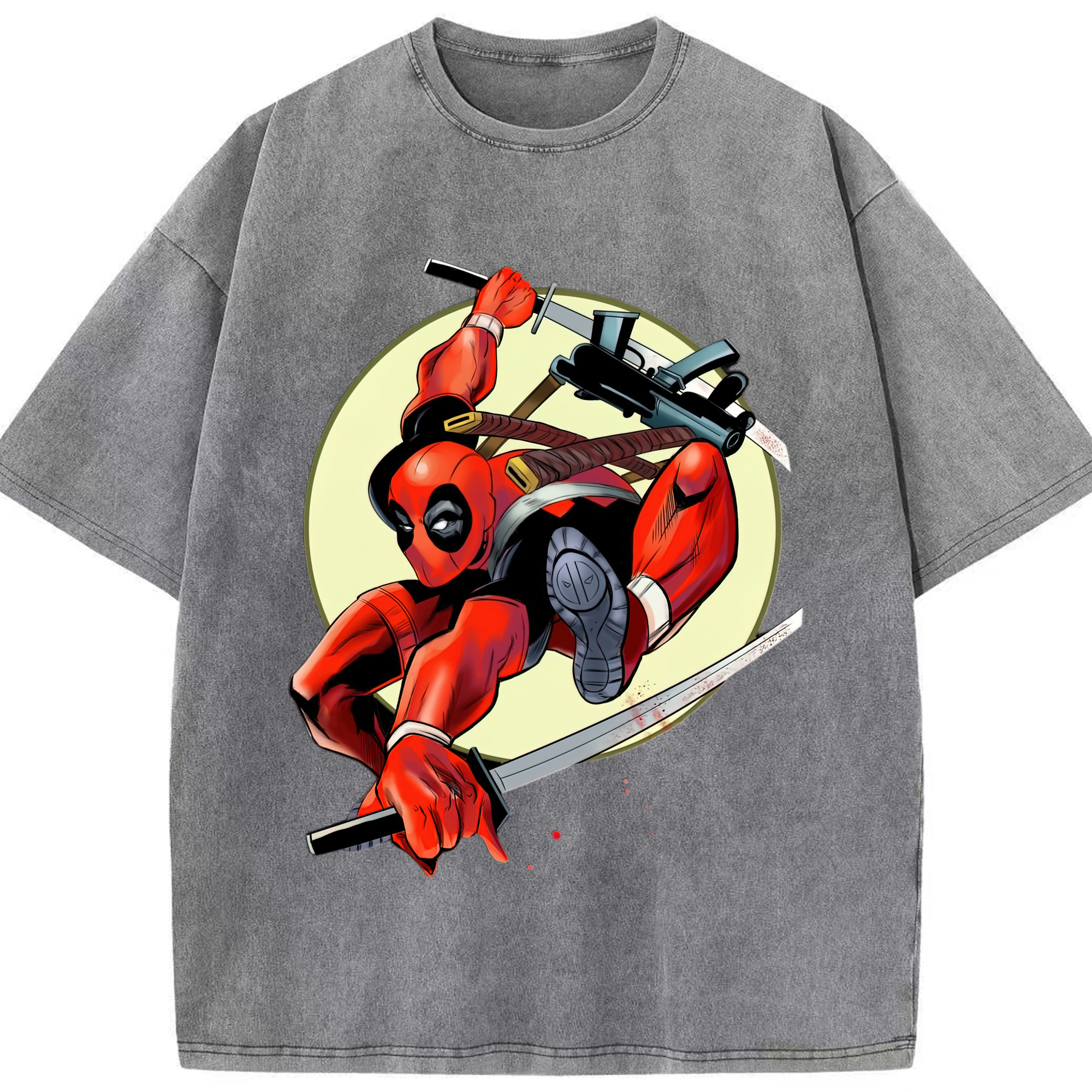 （画像用） Deadpool デッドプール 綿100% ヴィンテージ風 半袖Tシャツ（フロントプリント）