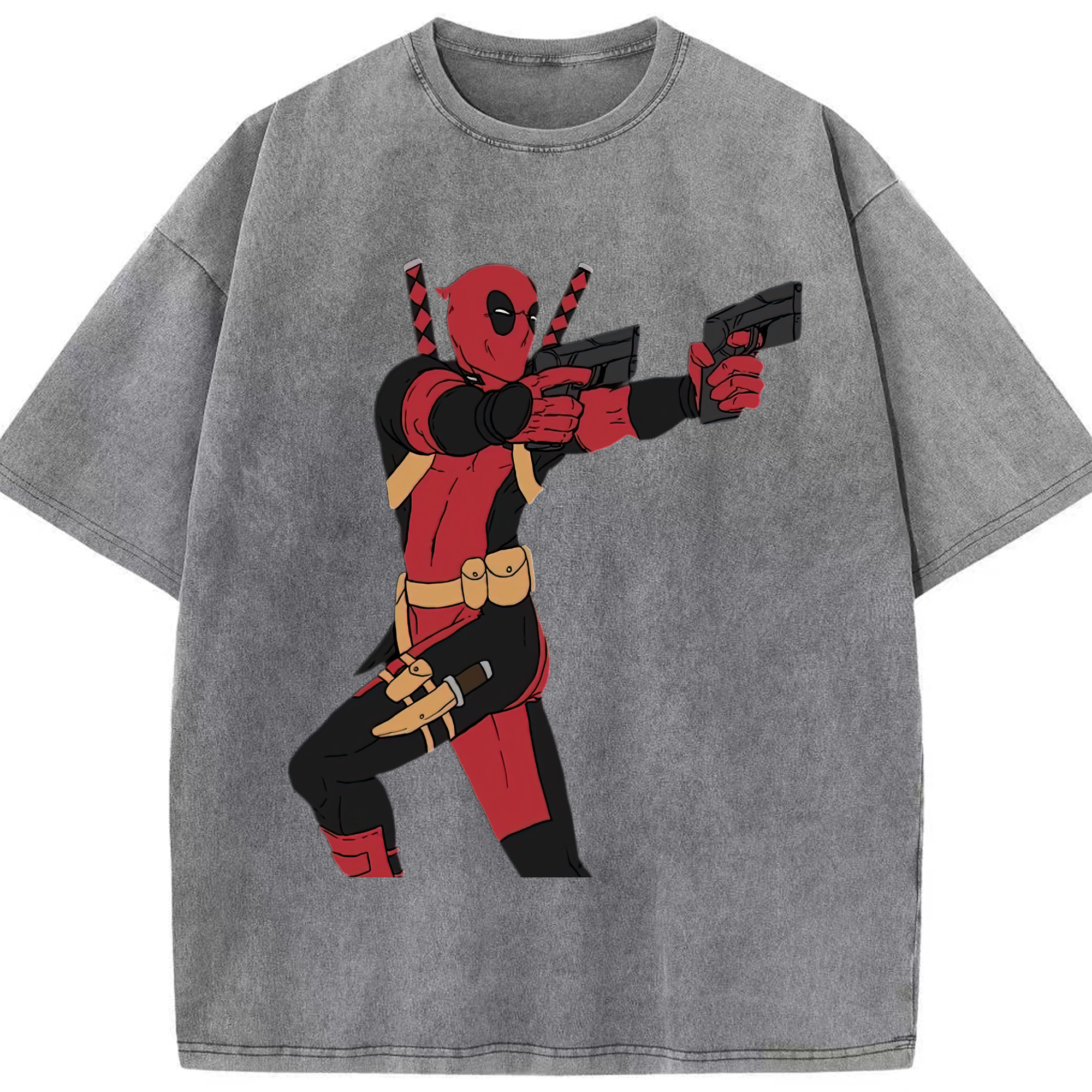 （画像用） Deadpool デッドプール 綿100% ヴィンテージ風 半袖Tシャツ（フロントプリント）