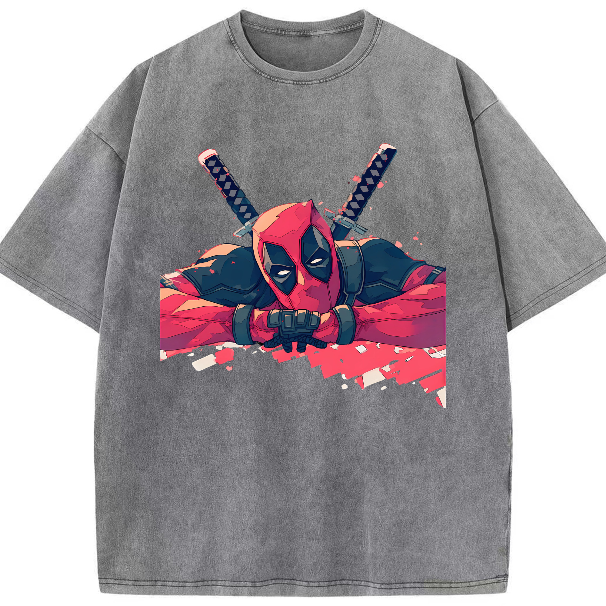 （画像用） Deadpool デッドプール 綿100% ヴィンテージ風 半袖Tシャツ（フロントプリント）