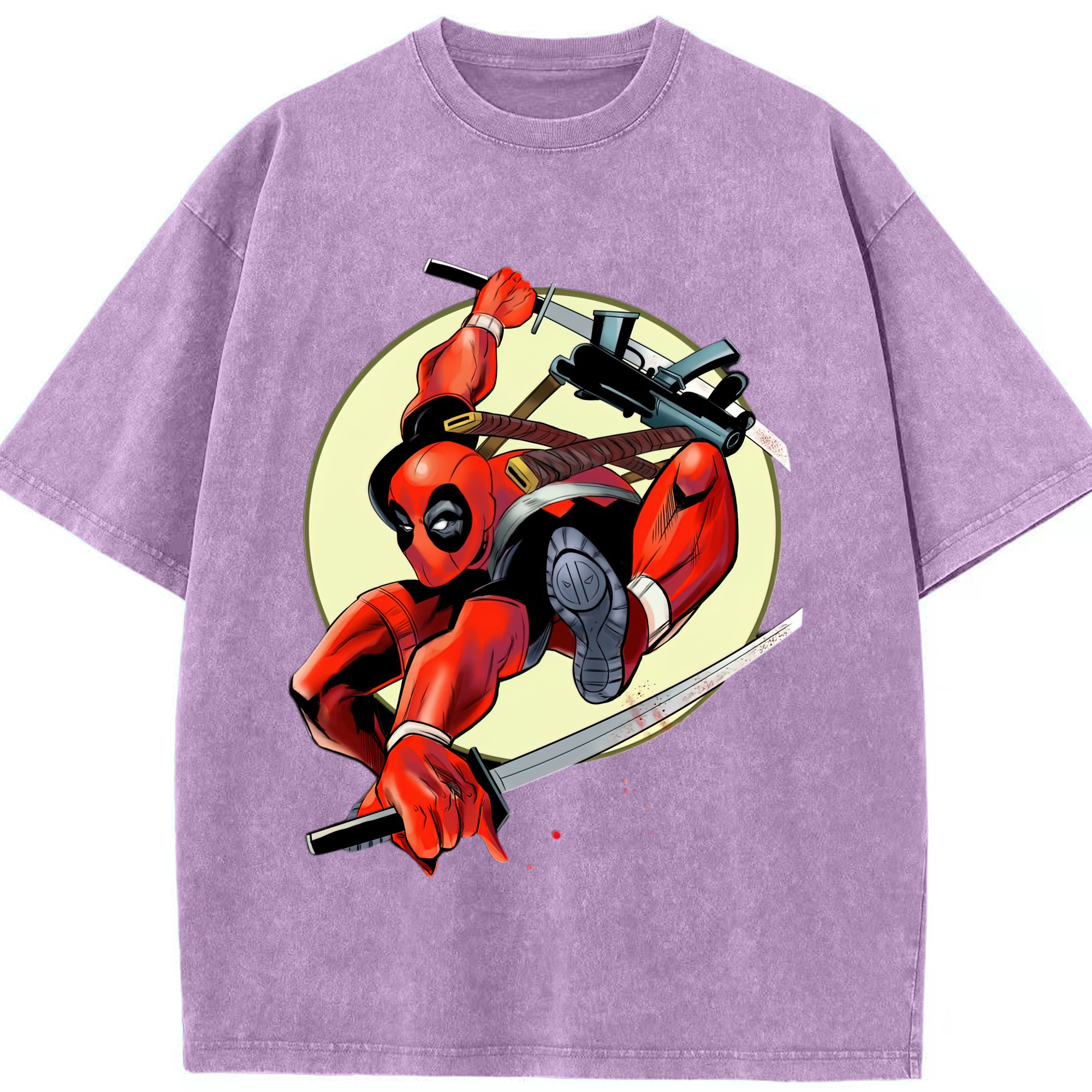 （画像用） Deadpool デッドプール 綿100% ヴィンテージ風 半袖Tシャツ（フロントプリント）