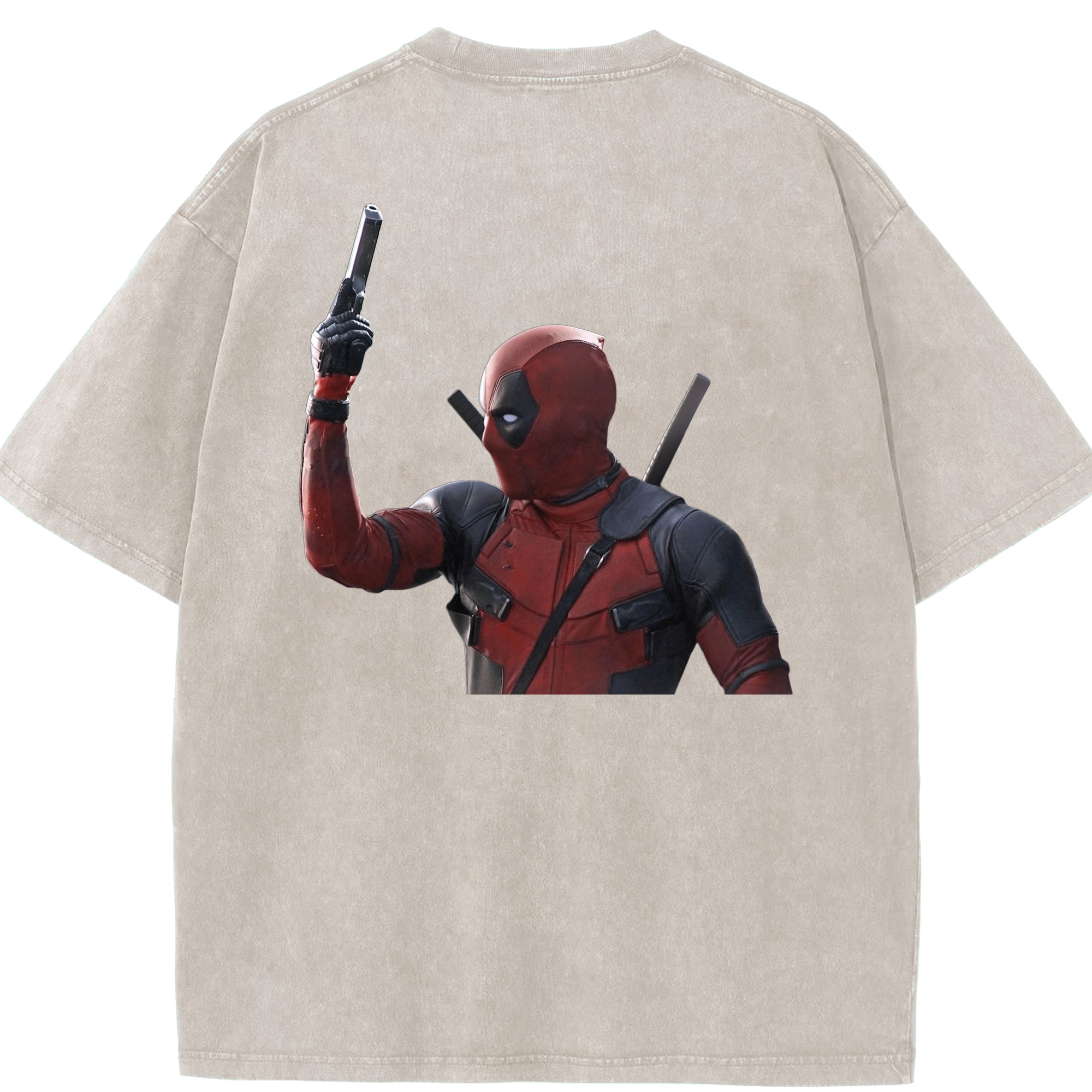 （画像用） Deadpool デッドプール 綿100% ヴィンテージ風 半袖Tシャツ（背面プリント）