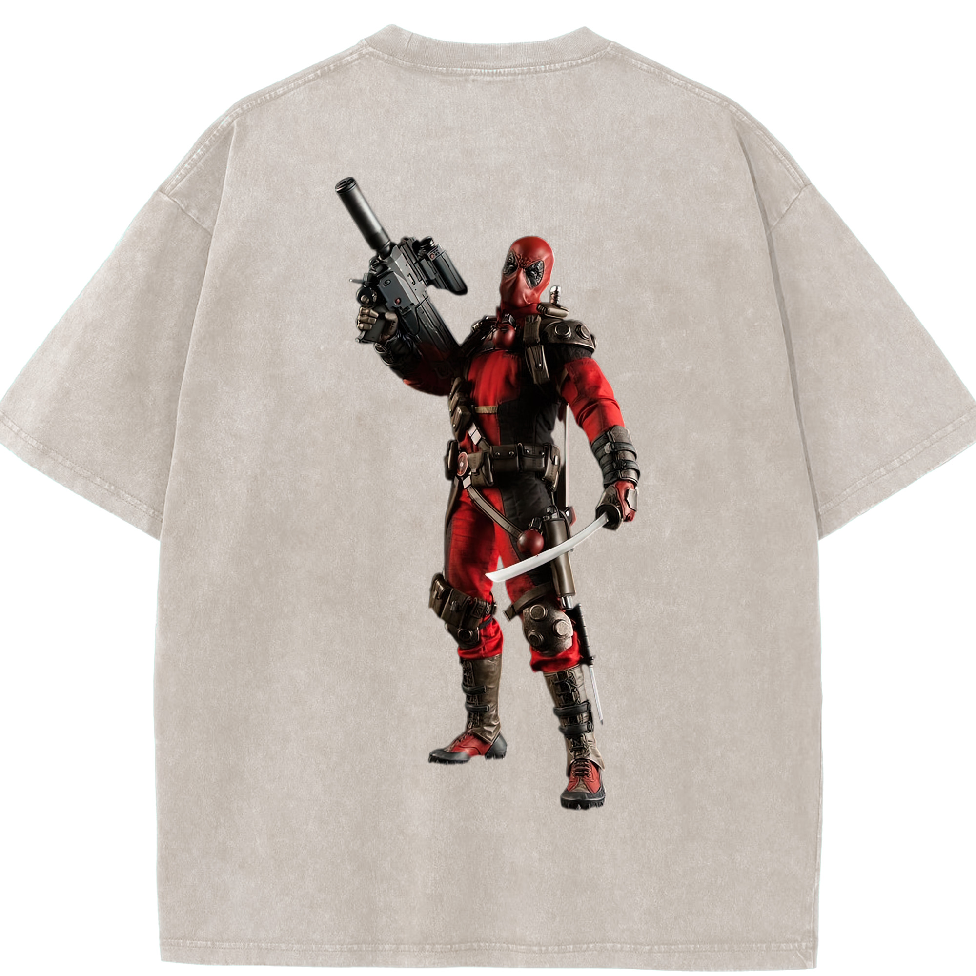 （画像用） Deadpool デッドプール 綿100% ヴィンテージ風 半袖Tシャツ（背面プリント）
