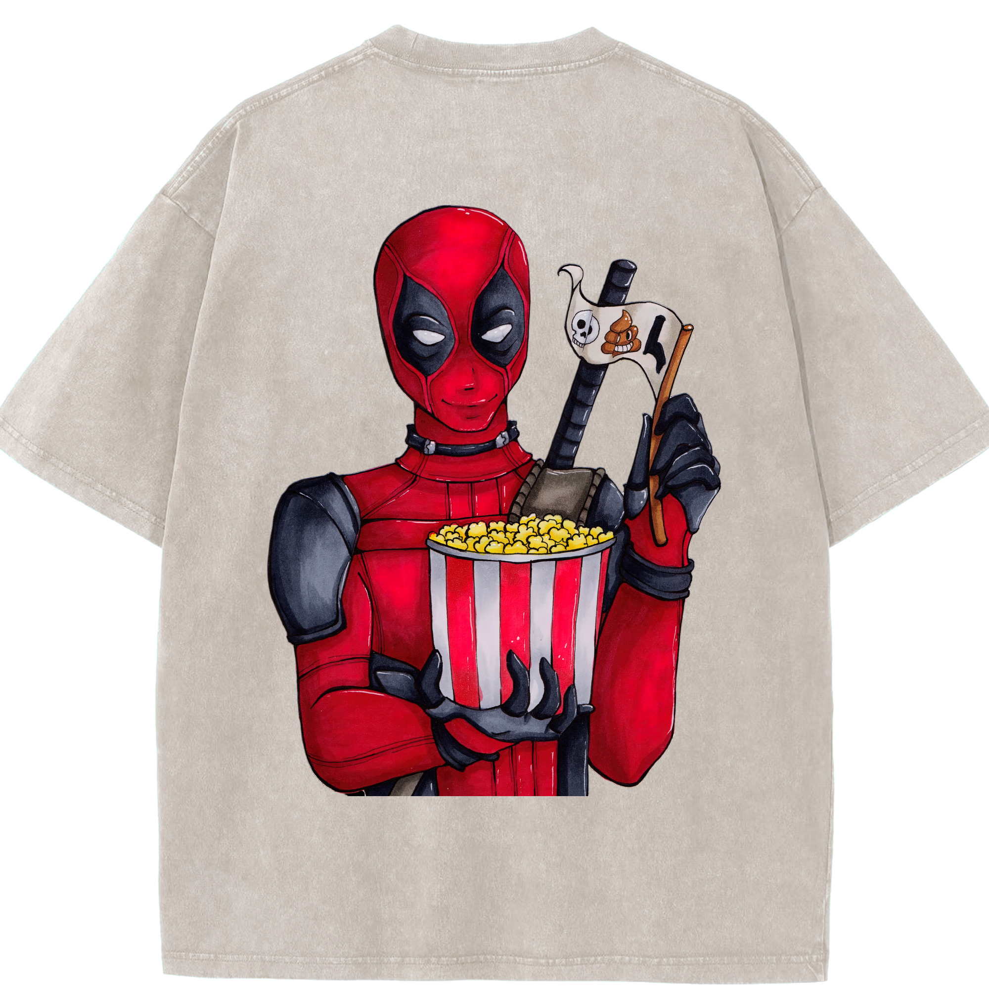 （画像用） Deadpool デッドプール 綿100% ヴィンテージ風 半袖Tシャツ（背面プリント）