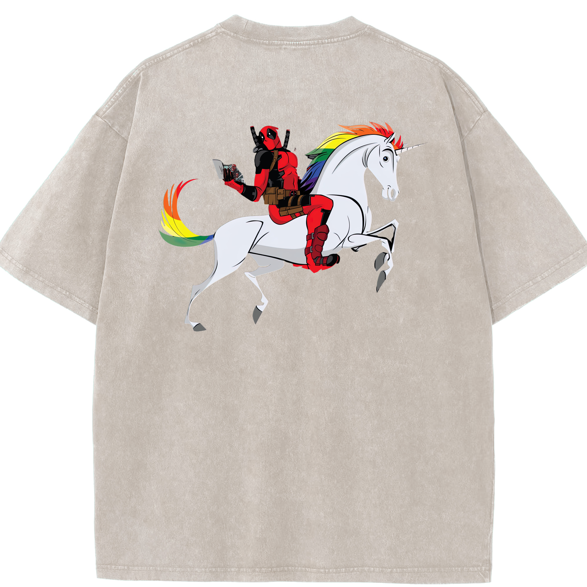 （画像用） Deadpool デッドプール 綿100% ヴィンテージ風 半袖Tシャツ（背面プリント）