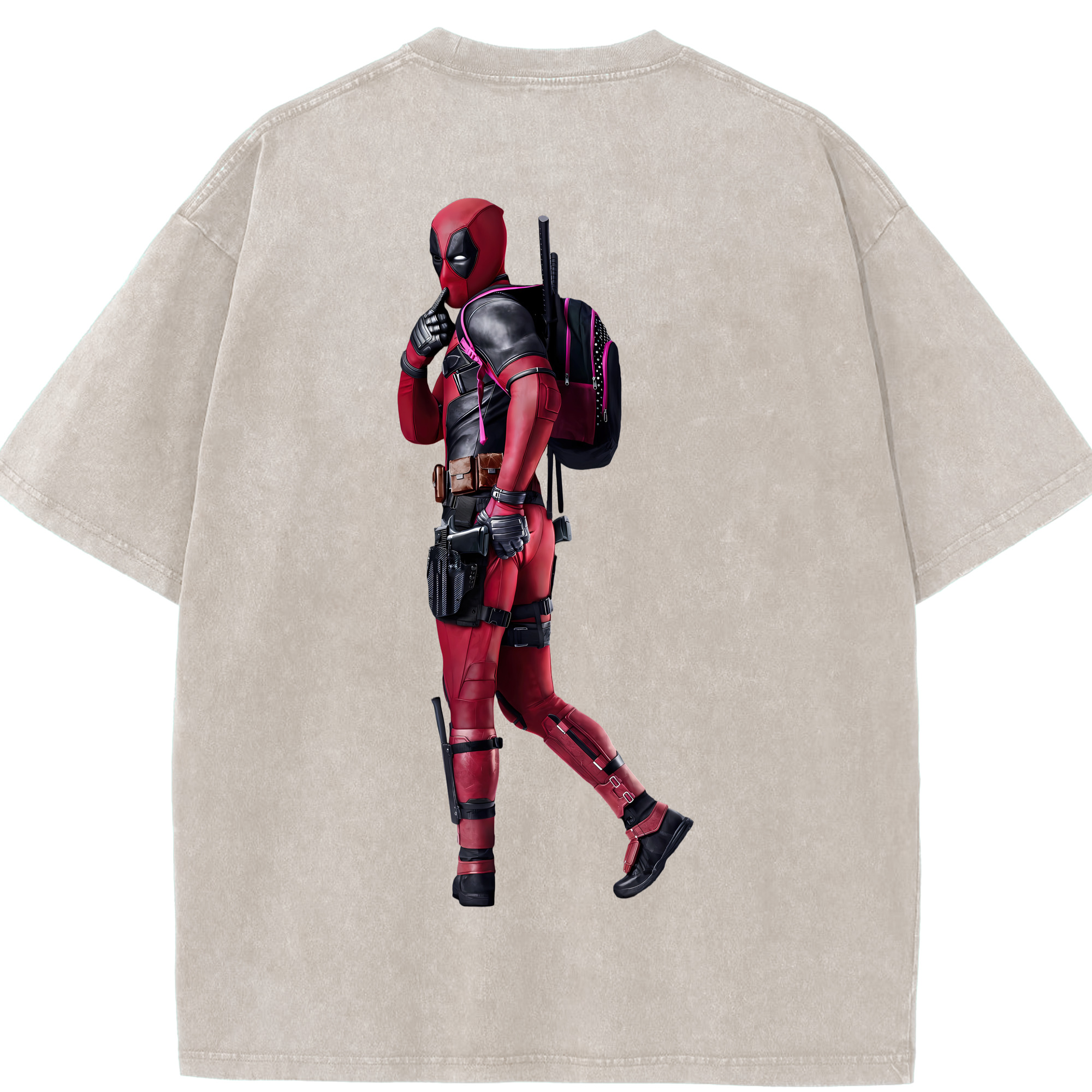 （画像用） Deadpool デッドプール 綿100% ヴィンテージ風 半袖Tシャツ（背面プリント）