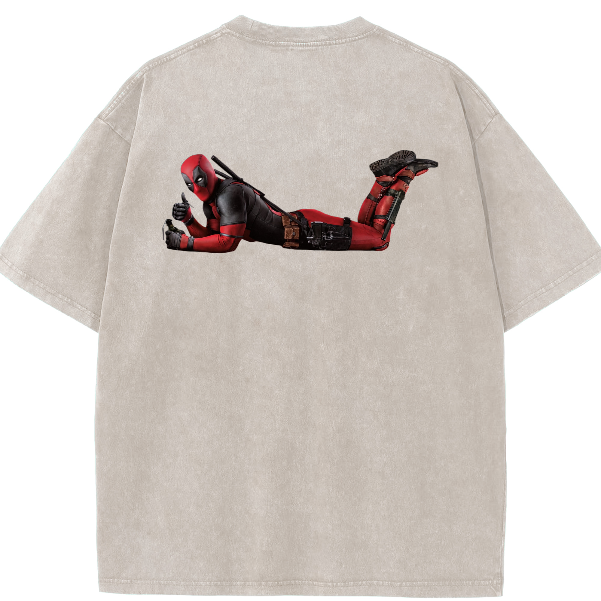 （画像用） Deadpool デッドプール 綿100% ヴィンテージ風 半袖Tシャツ（背面プリント）
