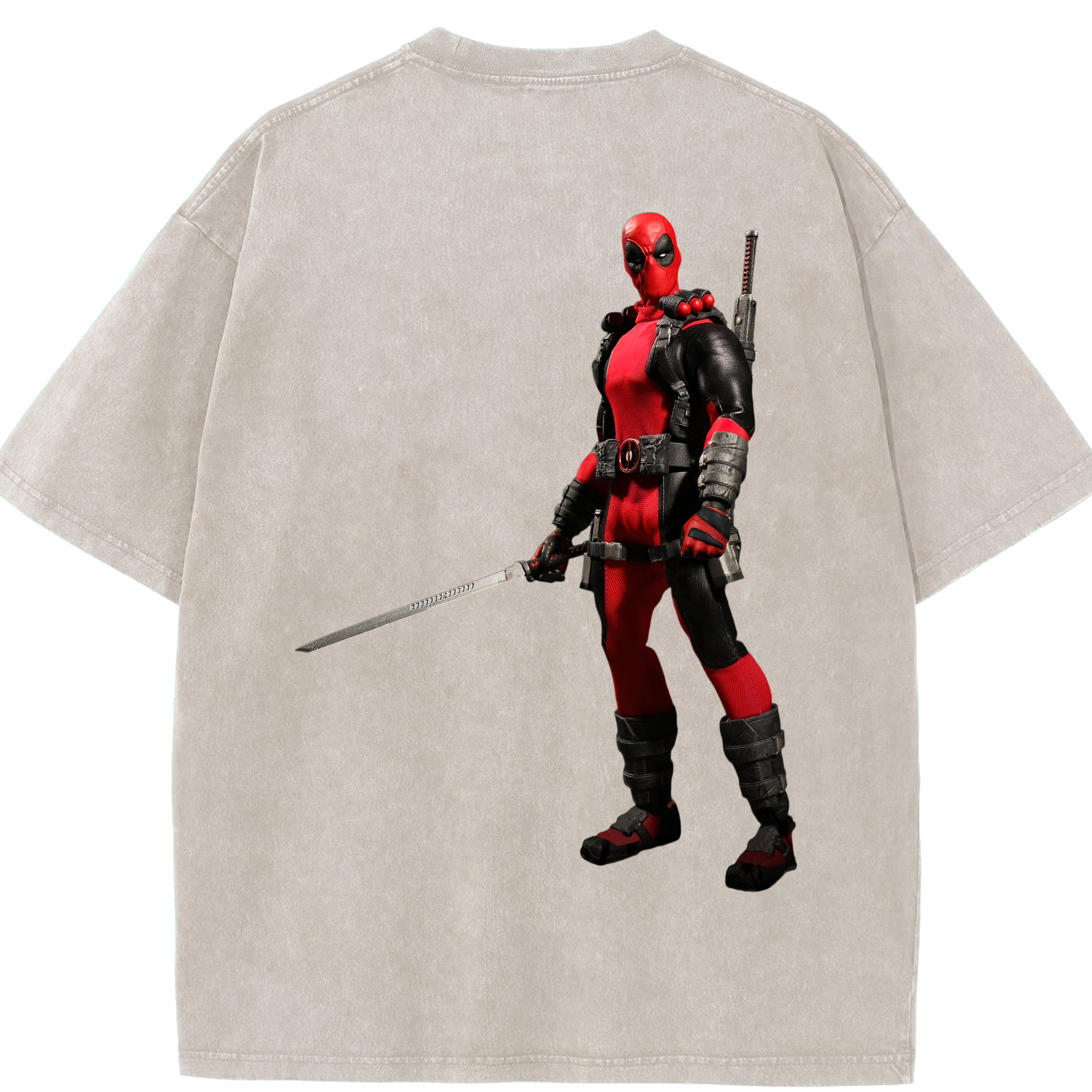 （画像用） Deadpool デッドプール 綿100% ヴィンテージ風 半袖Tシャツ（背面プリント）