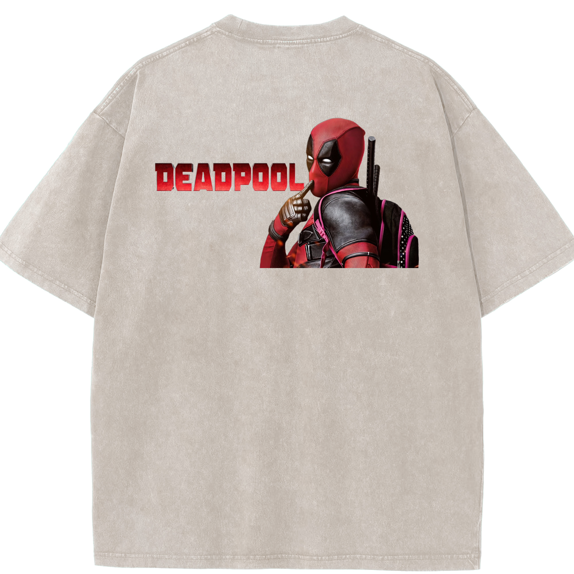 （画像用） Deadpool デッドプール 綿100% ヴィンテージ風 半袖Tシャツ（背面プリント）