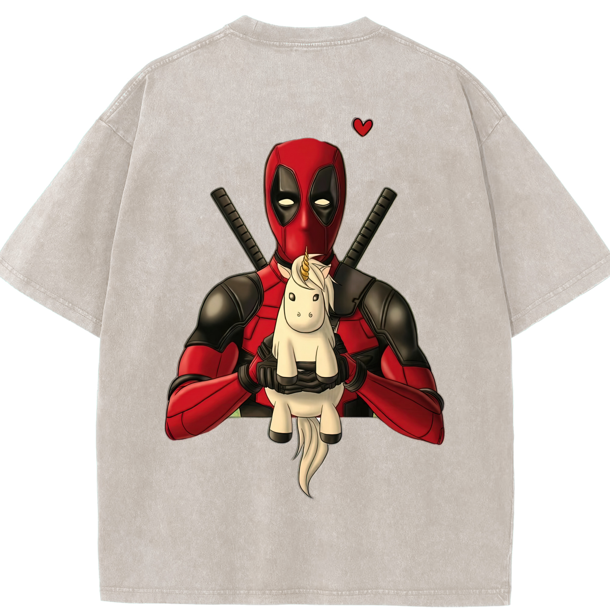 （画像用） Deadpool デッドプール 綿100% ヴィンテージ風 半袖Tシャツ（背面プリント）