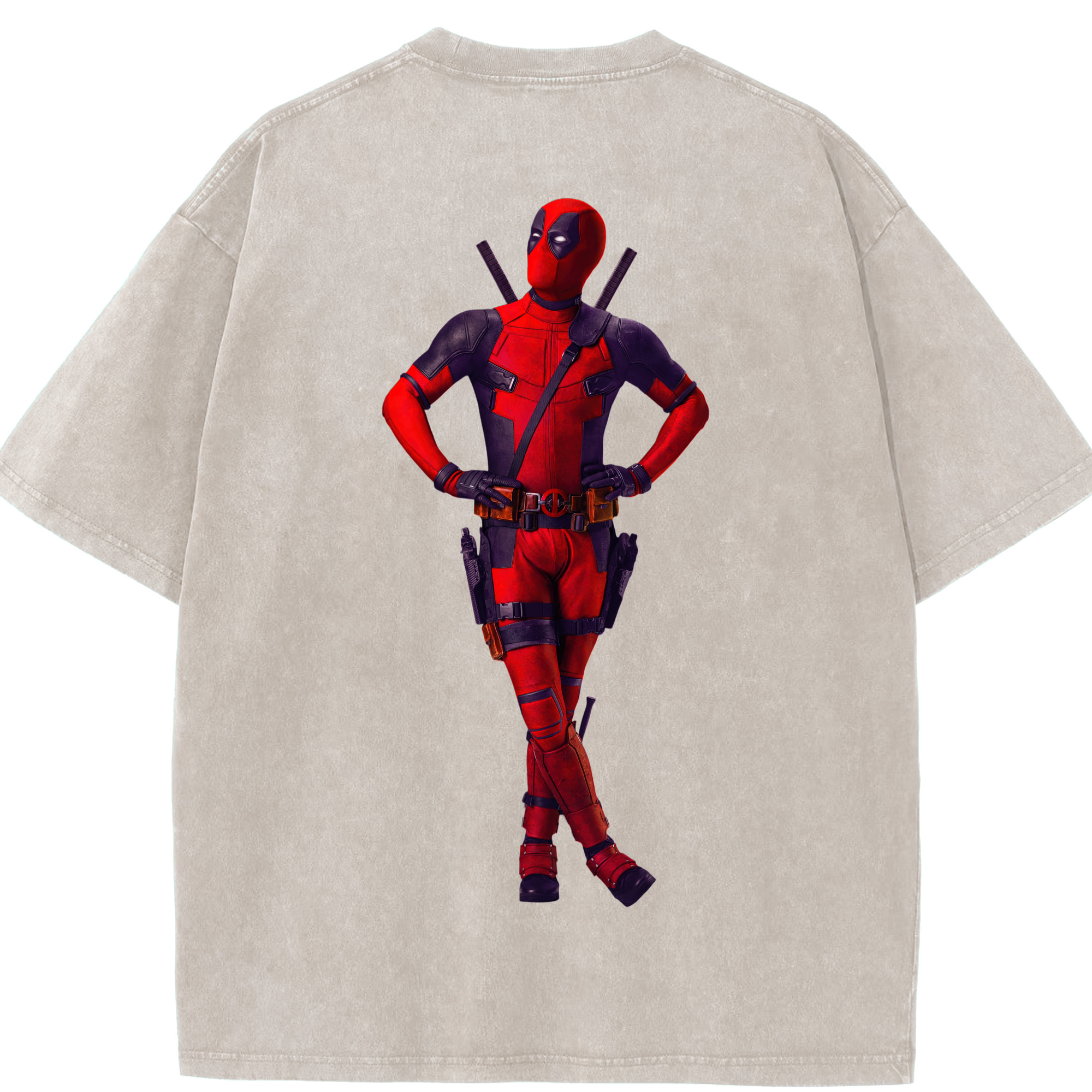 （画像用） Deadpool デッドプール 綿100% ヴィンテージ風 半袖Tシャツ（背面プリント）