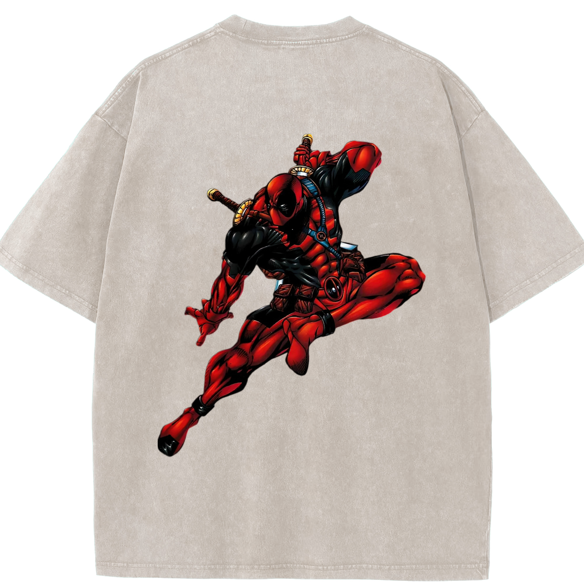 （画像用） Deadpool デッドプール 綿100% ヴィンテージ風 半袖Tシャツ（背面プリント）