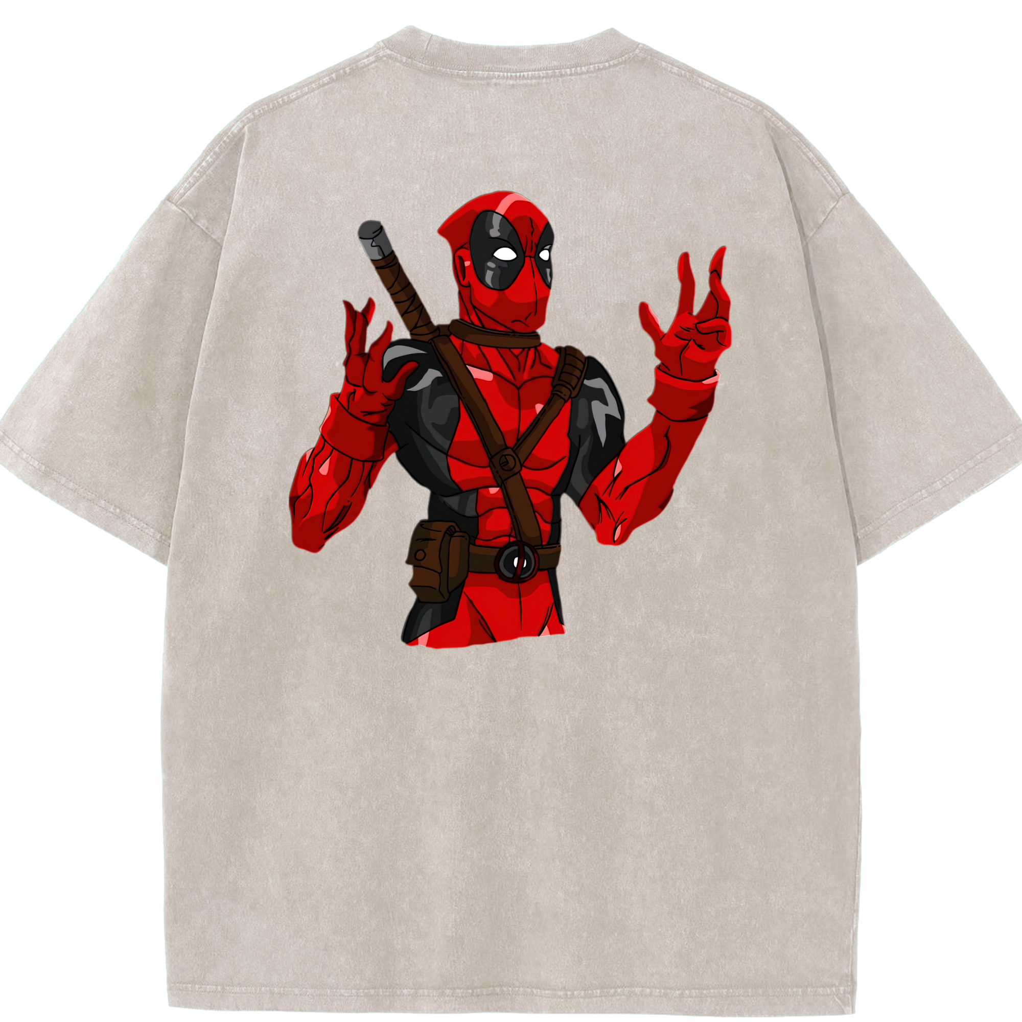 （画像用） Deadpool デッドプール 綿100% ヴィンテージ風 半袖Tシャツ（背面プリント）