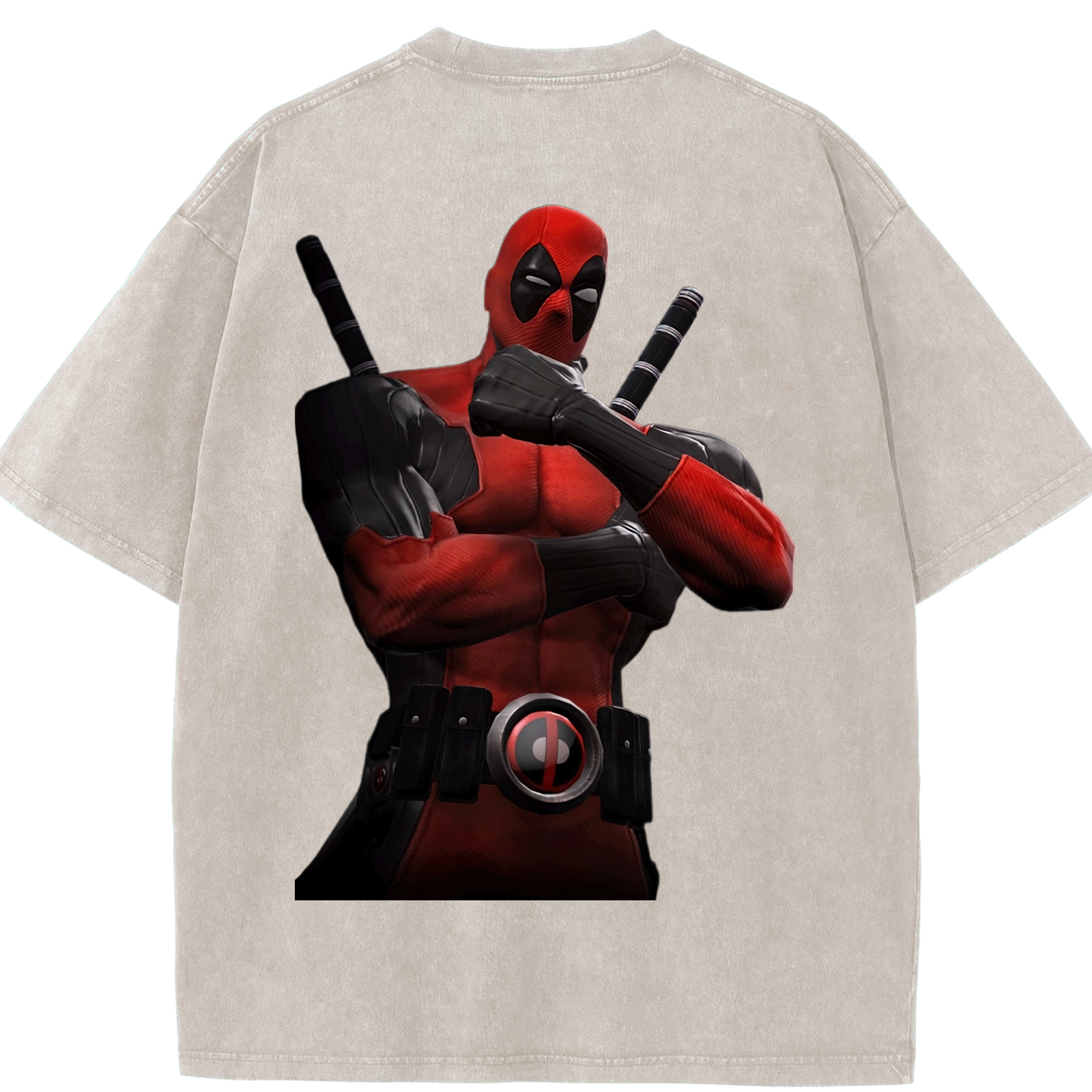 （画像用） Deadpool デッドプール 綿100% ヴィンテージ風 半袖Tシャツ（背面プリント）