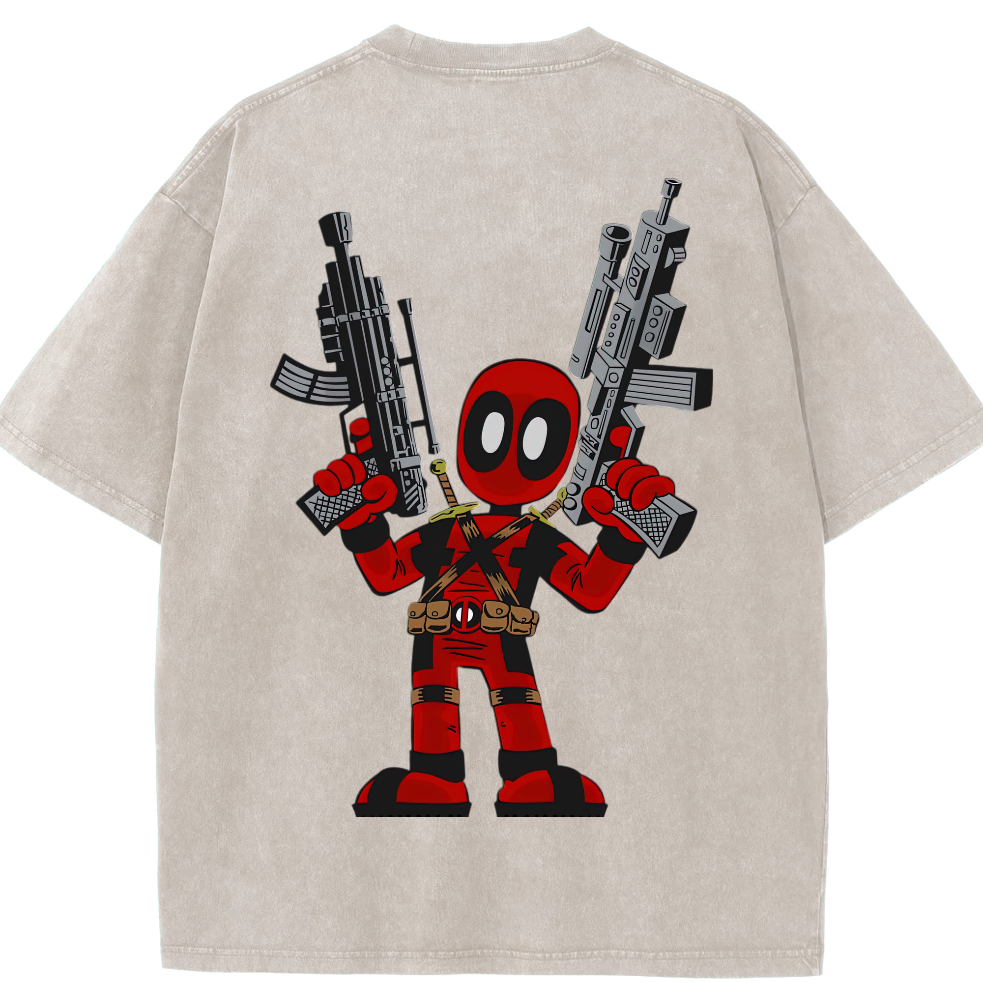 （画像用） Deadpool デッドプール 綿100% ヴィンテージ風 半袖Tシャツ（背面プリント）