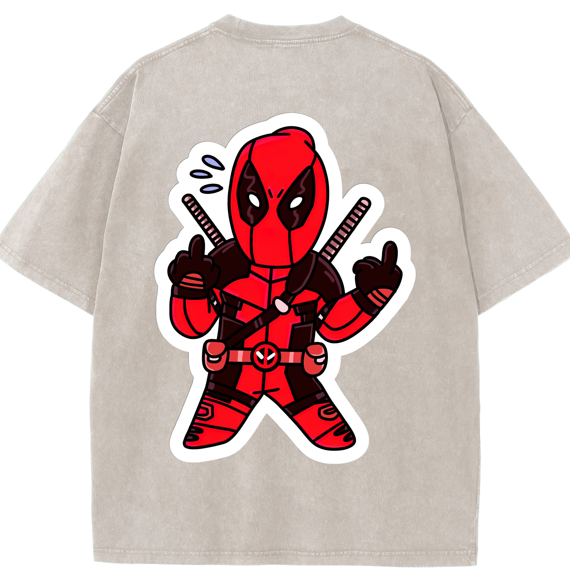 （画像用） Deadpool デッドプール 綿100% ヴィンテージ風 半袖Tシャツ（背面プリント）