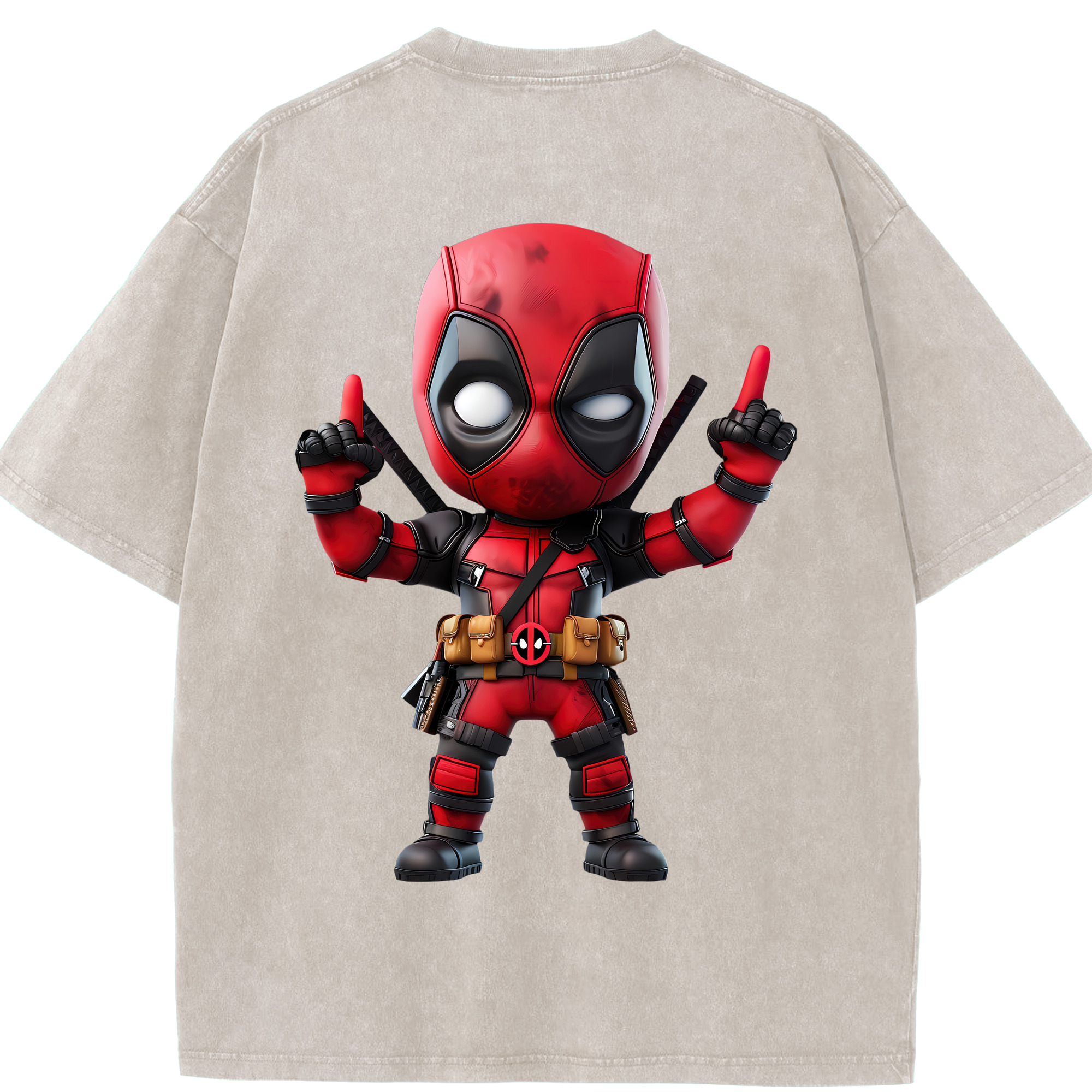 （画像用） Deadpool デッドプール 綿100% ヴィンテージ風 半袖Tシャツ（背面プリント）
