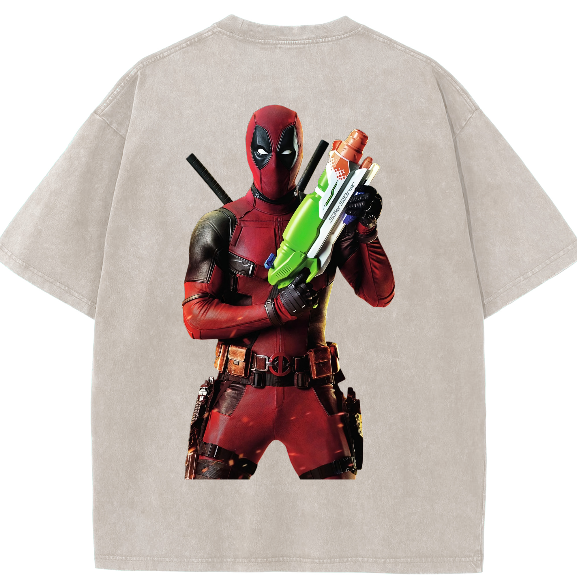 （画像用） Deadpool デッドプール 綿100% ヴィンテージ風 半袖Tシャツ（背面プリント）