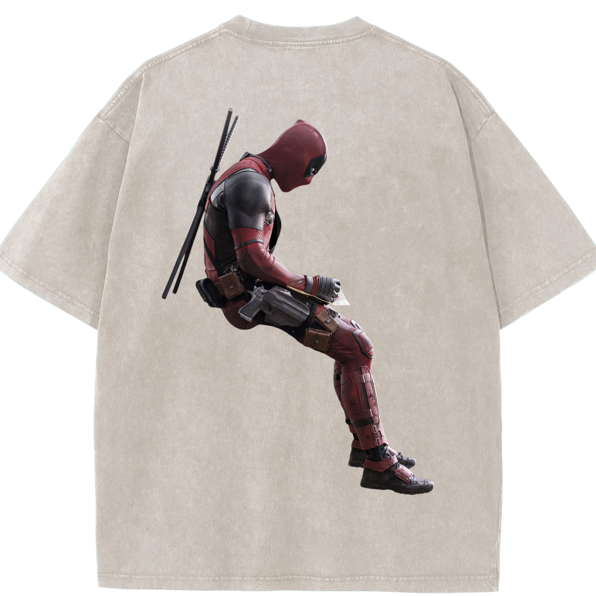（画像用） Deadpool デッドプール 綿100% ヴィンテージ風 半袖Tシャツ（背面プリント）