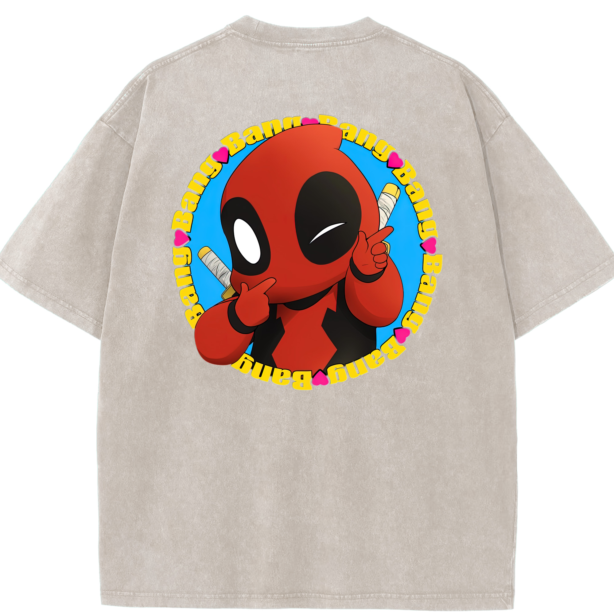（画像用） Deadpool デッドプール 綿100% ヴィンテージ風 半袖Tシャツ（背面プリント）