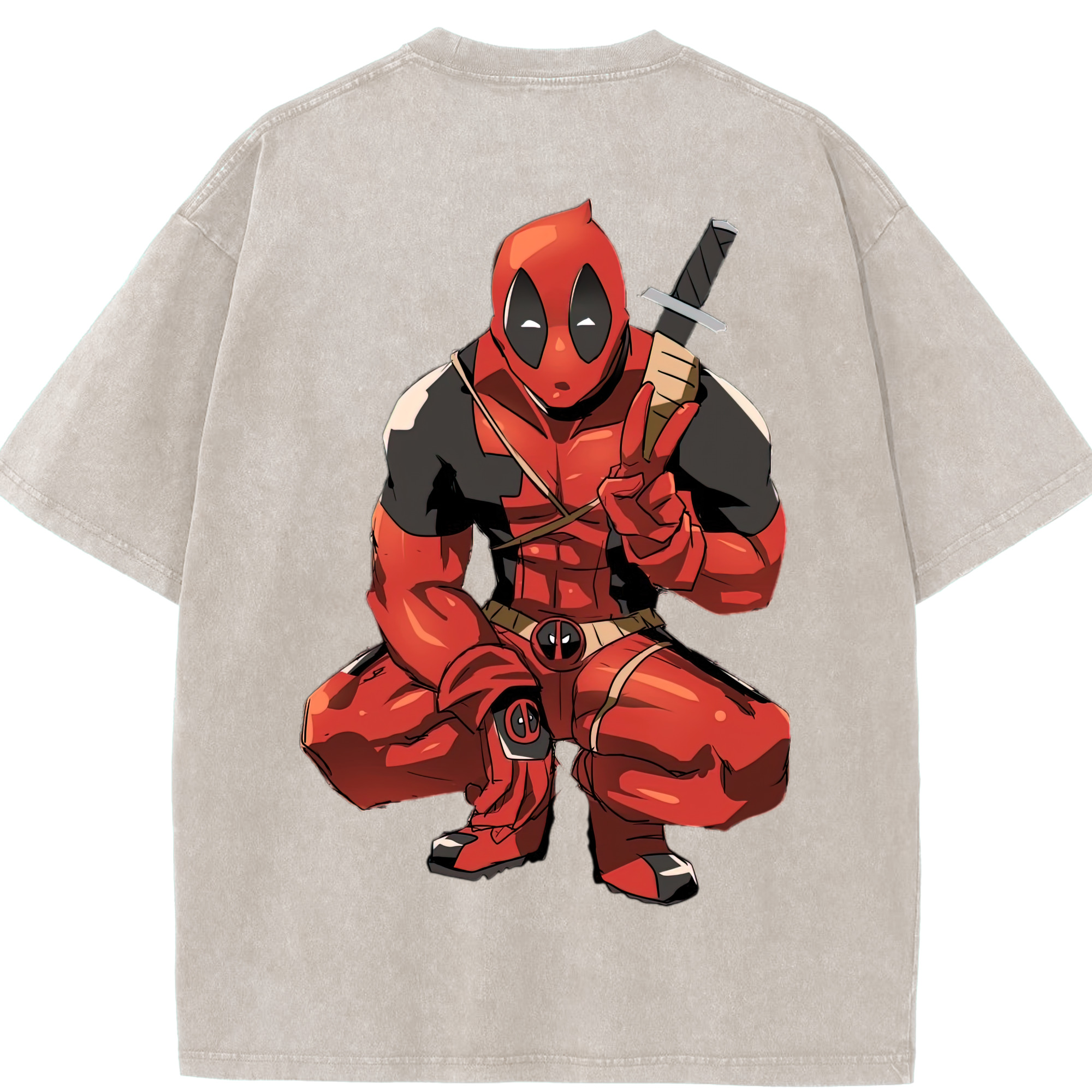 （画像用） Deadpool デッドプール 綿100% ヴィンテージ風 半袖Tシャツ（背面プリント）