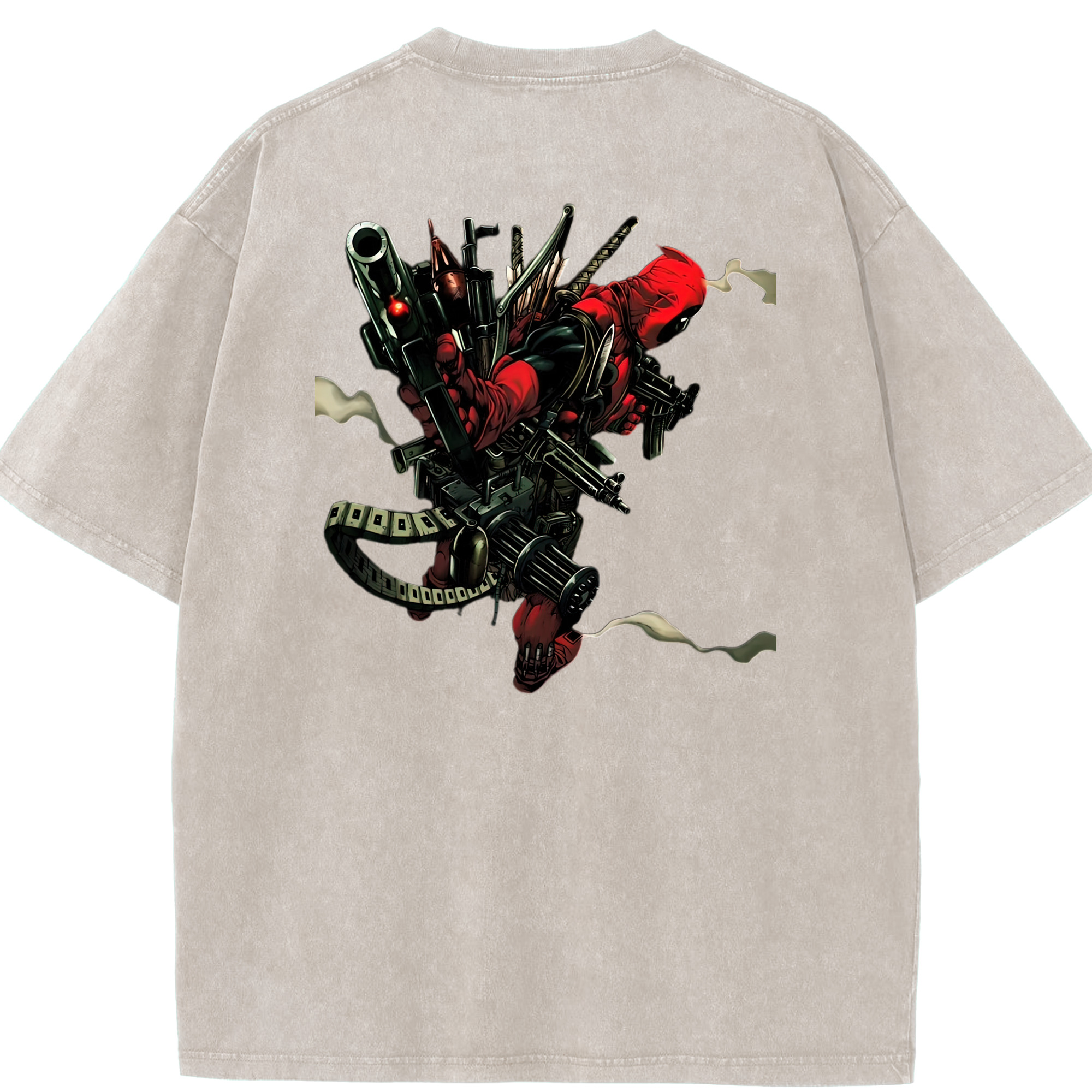 （画像用） Deadpool デッドプール 綿100% ヴィンテージ風 半袖Tシャツ（背面プリント）