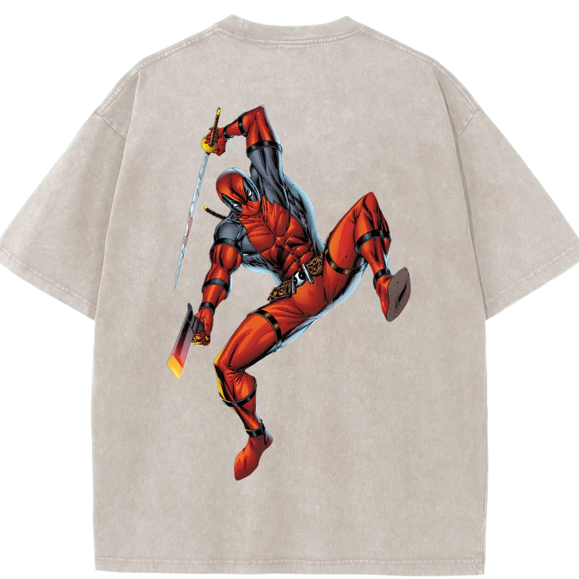 （画像用） Deadpool デッドプール 綿100% ヴィンテージ風 半袖Tシャツ（背面プリント）