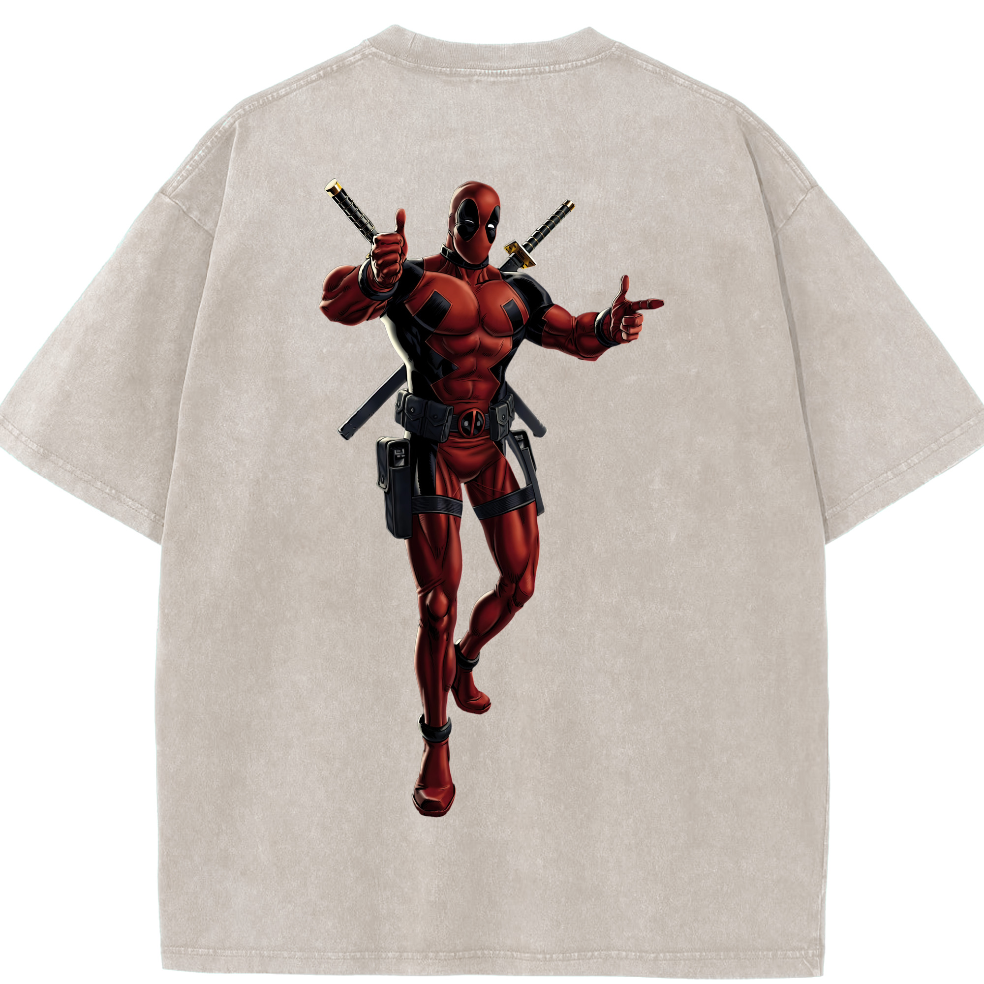 （画像用） Deadpool デッドプール 綿100% ヴィンテージ風 半袖Tシャツ（背面プリント）