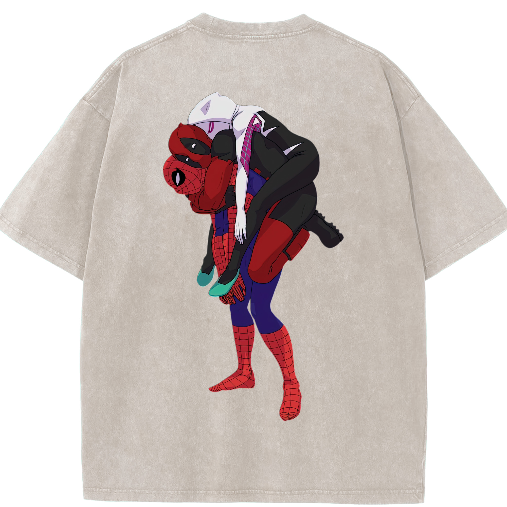（画像用） Deadpool デッドプール 綿100% ヴィンテージ風 半袖Tシャツ（背面プリント）