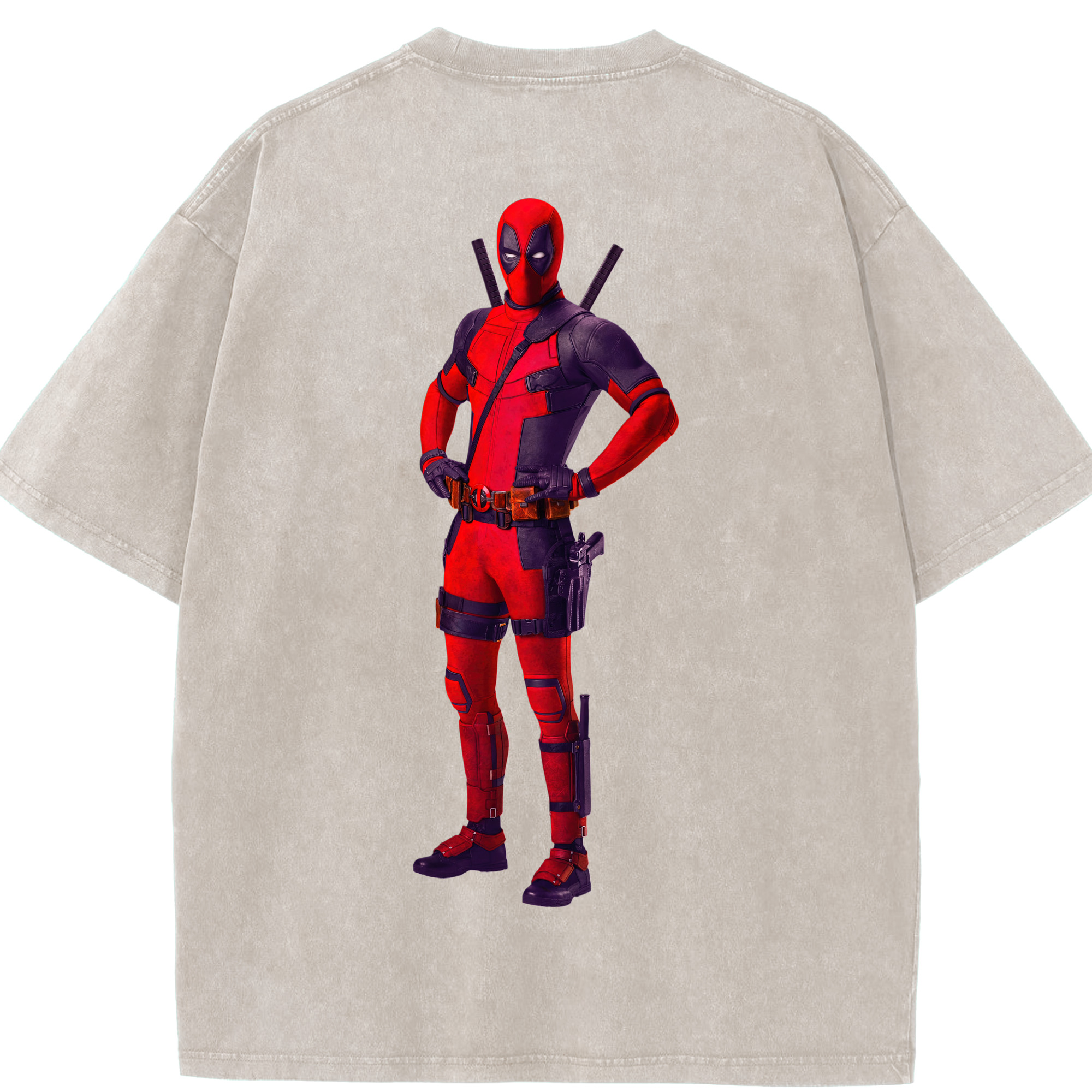 （画像用） Deadpool デッドプール 綿100% ヴィンテージ風 半袖Tシャツ（背面プリント）