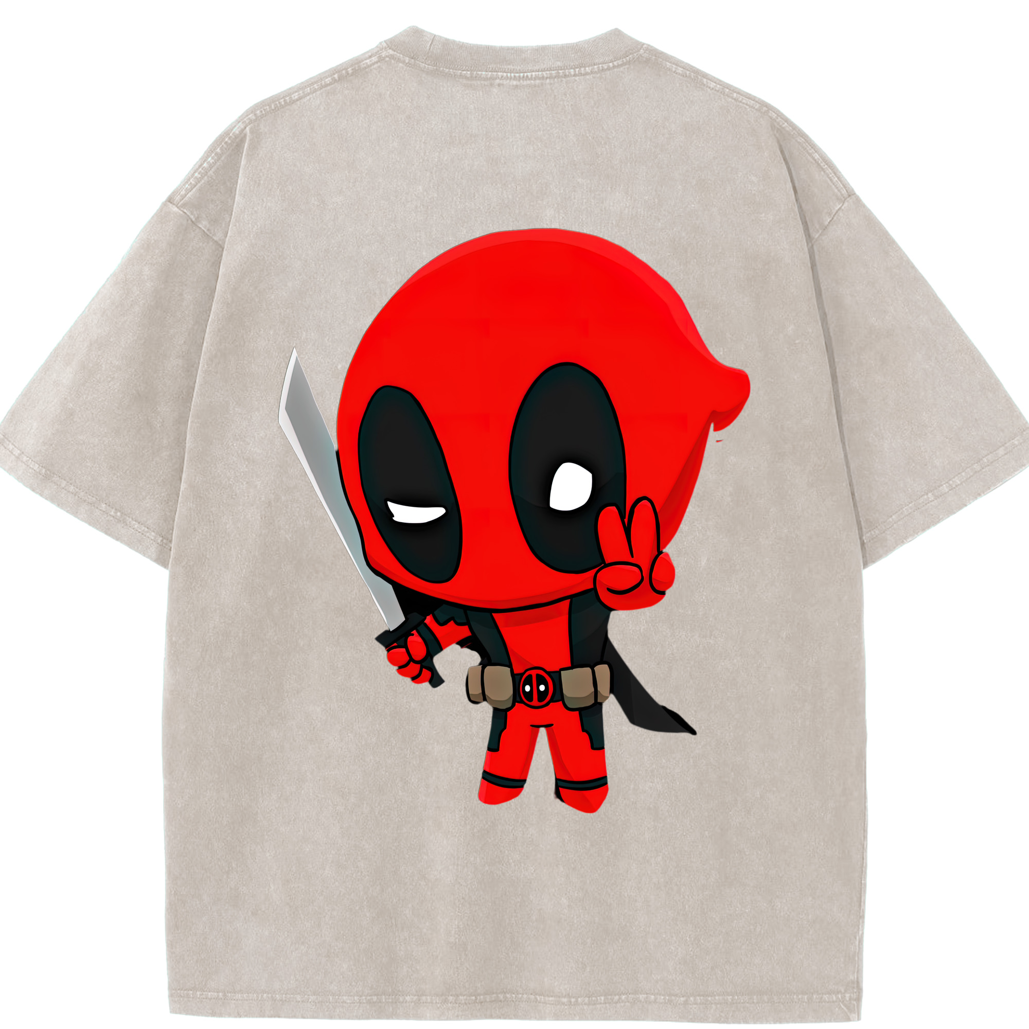 （画像用） Deadpool デッドプール 綿100% ヴィンテージ風 半袖Tシャツ（背面プリント）