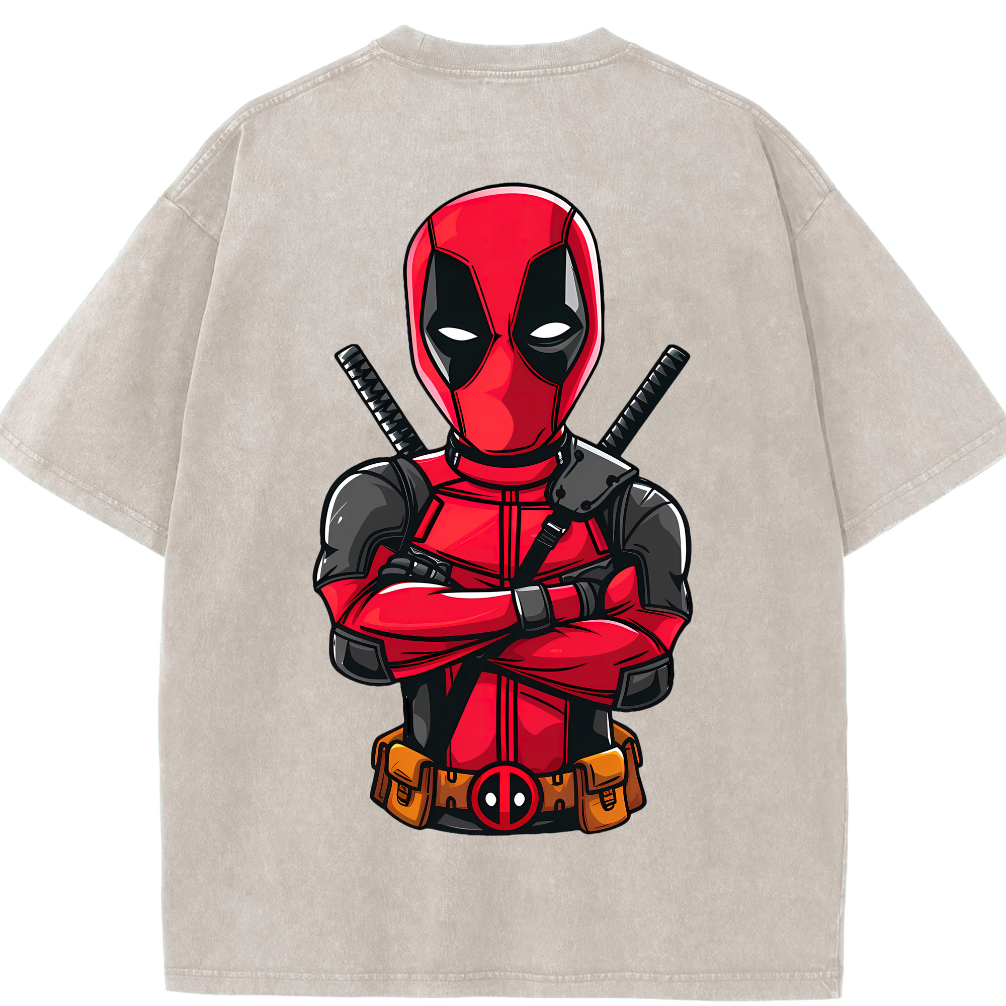 （画像用） Deadpool デッドプール 綿100% ヴィンテージ風 半袖Tシャツ（背面プリント）