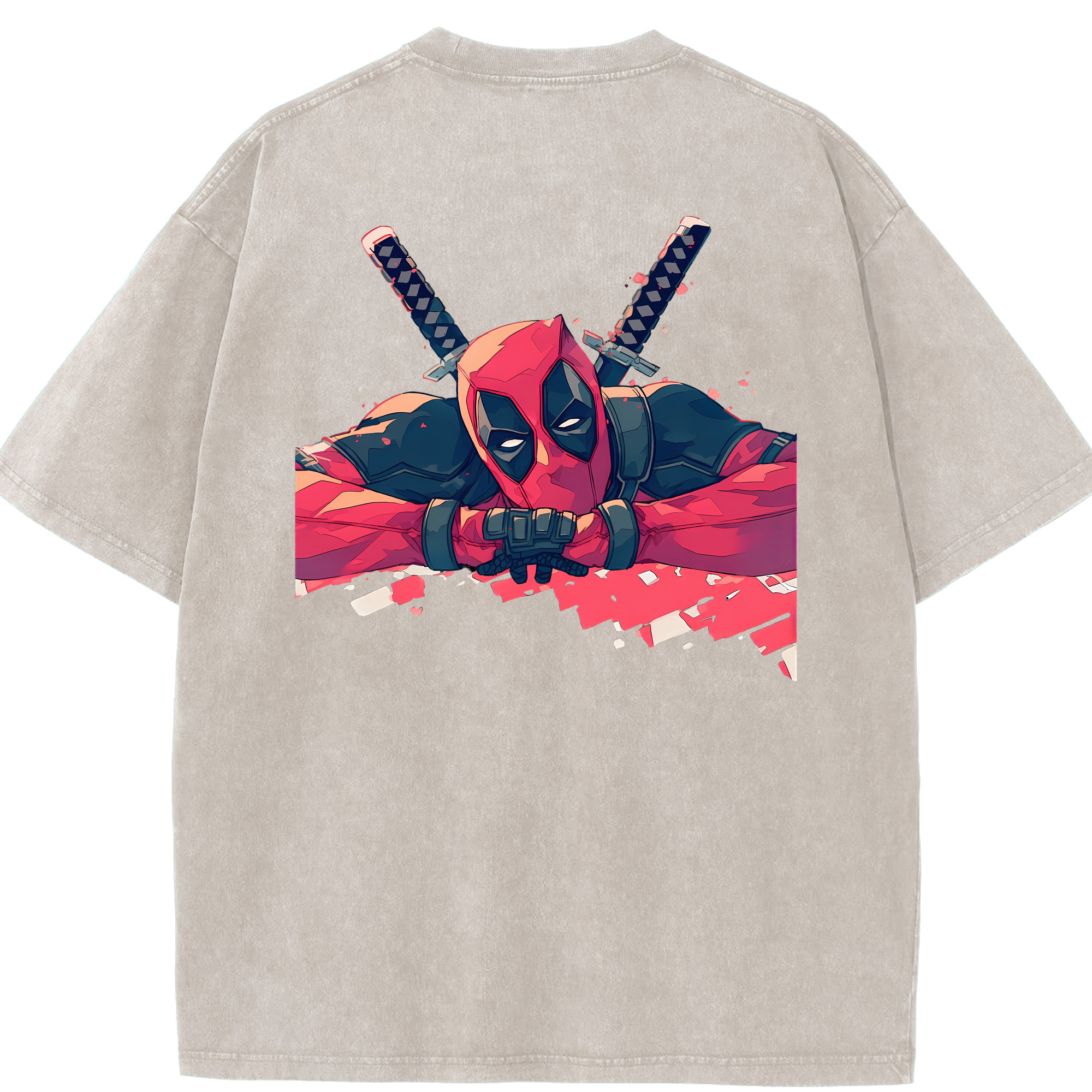 （画像用） Deadpool デッドプール 綿100% ヴィンテージ風 半袖Tシャツ（背面プリント）