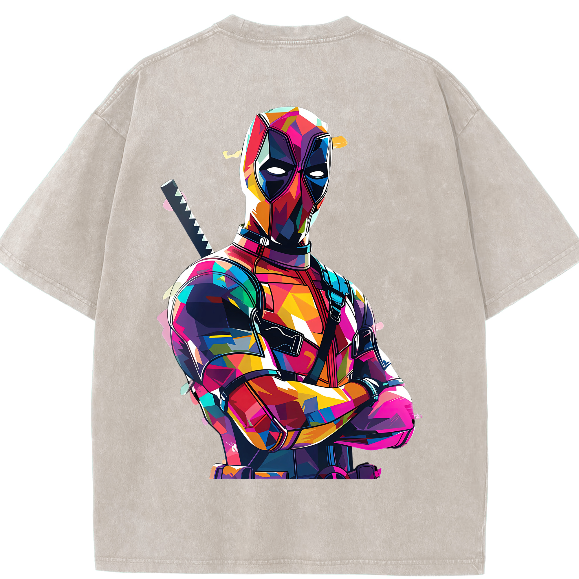 （画像用） Deadpool デッドプール 綿100% ヴィンテージ風 半袖Tシャツ（背面プリント）