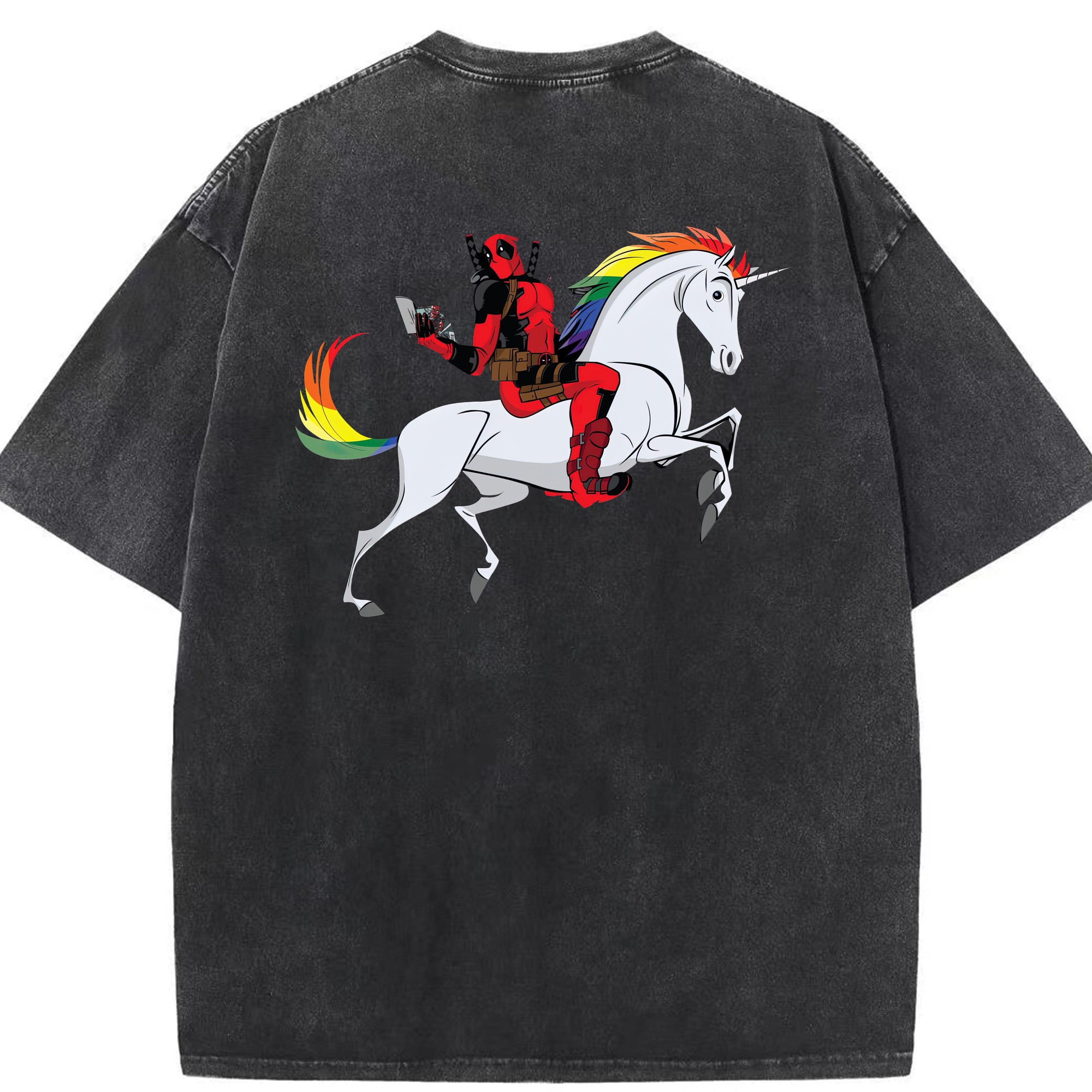 （画像用） Deadpool デッドプール 綿100% ヴィンテージ風 半袖Tシャツ（背面プリント）