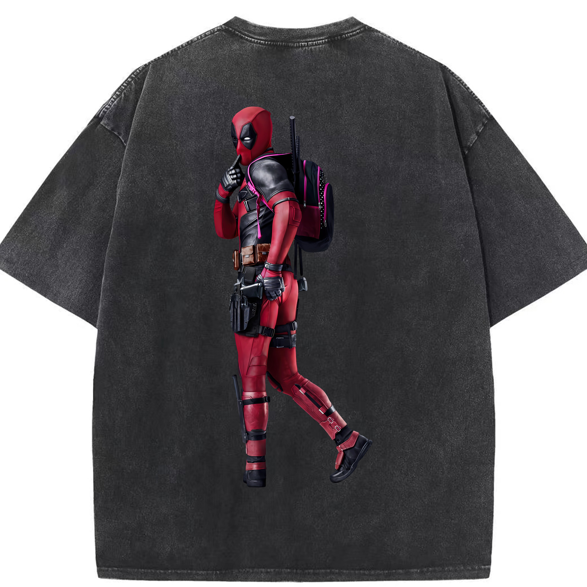 （画像用） Deadpool デッドプール 綿100% ヴィンテージ風 半袖Tシャツ（背面プリント）