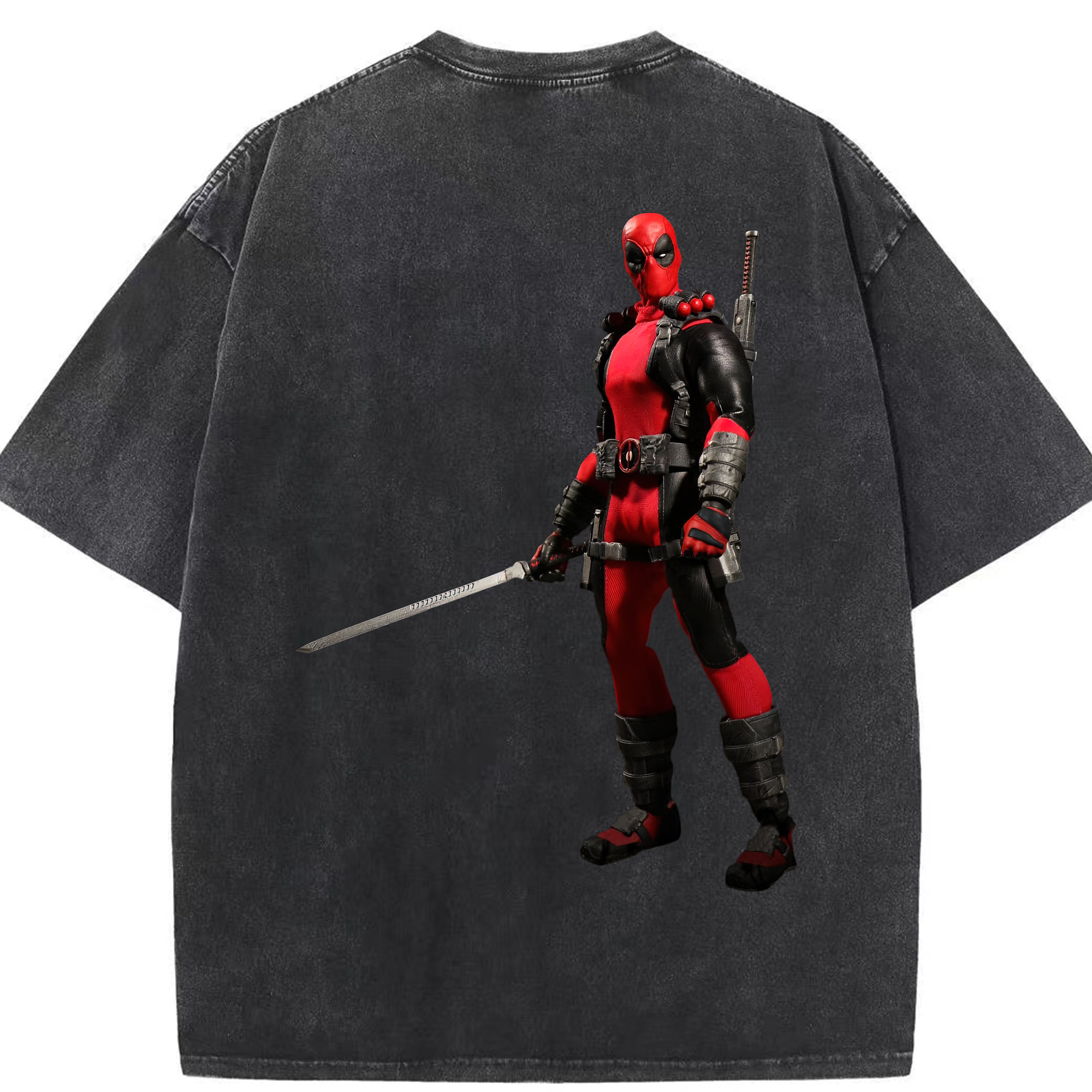 （画像用） Deadpool デッドプール 綿100% ヴィンテージ風 半袖Tシャツ（背面プリント）