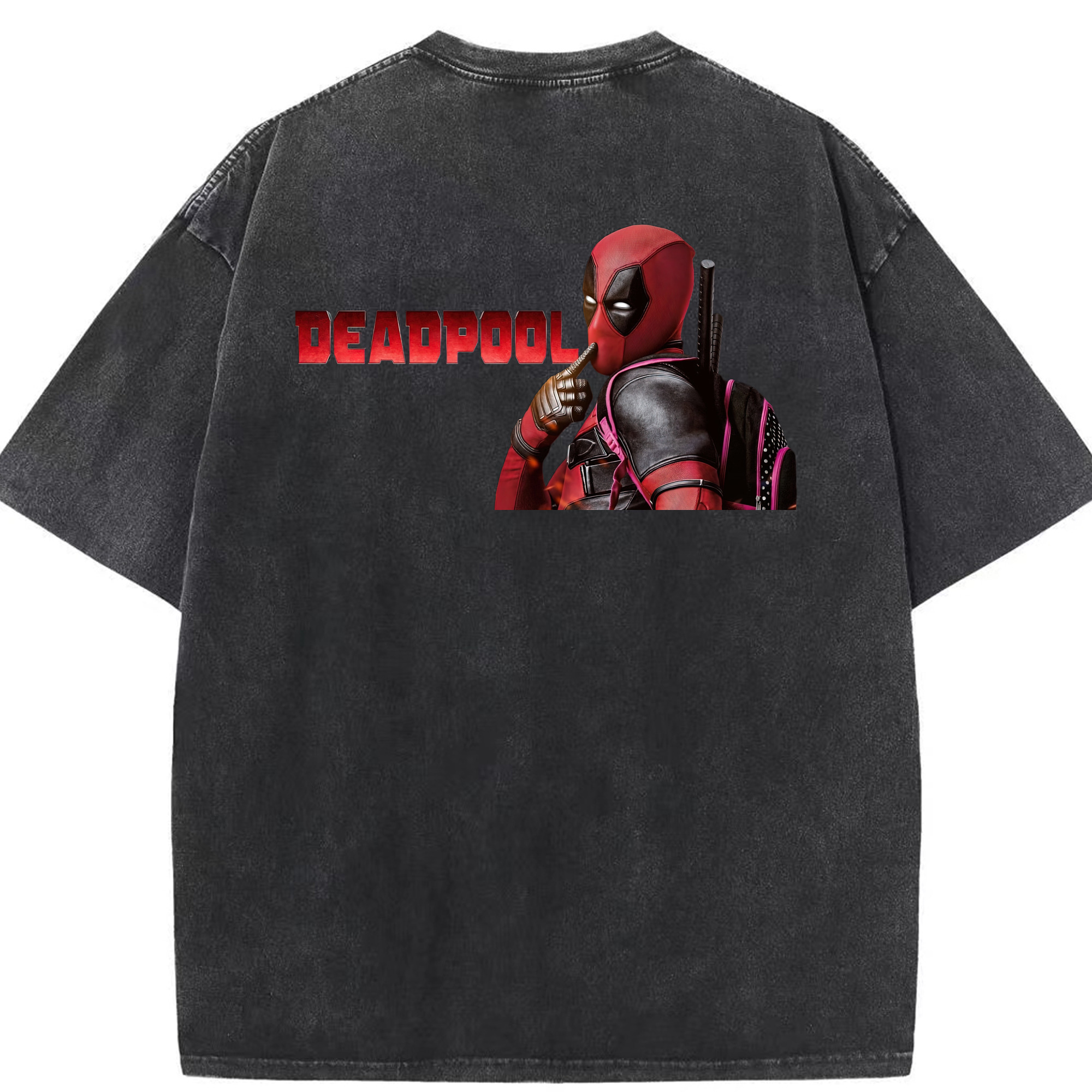 （画像用） Deadpool デッドプール 綿100% ヴィンテージ風 半袖Tシャツ（背面プリント）