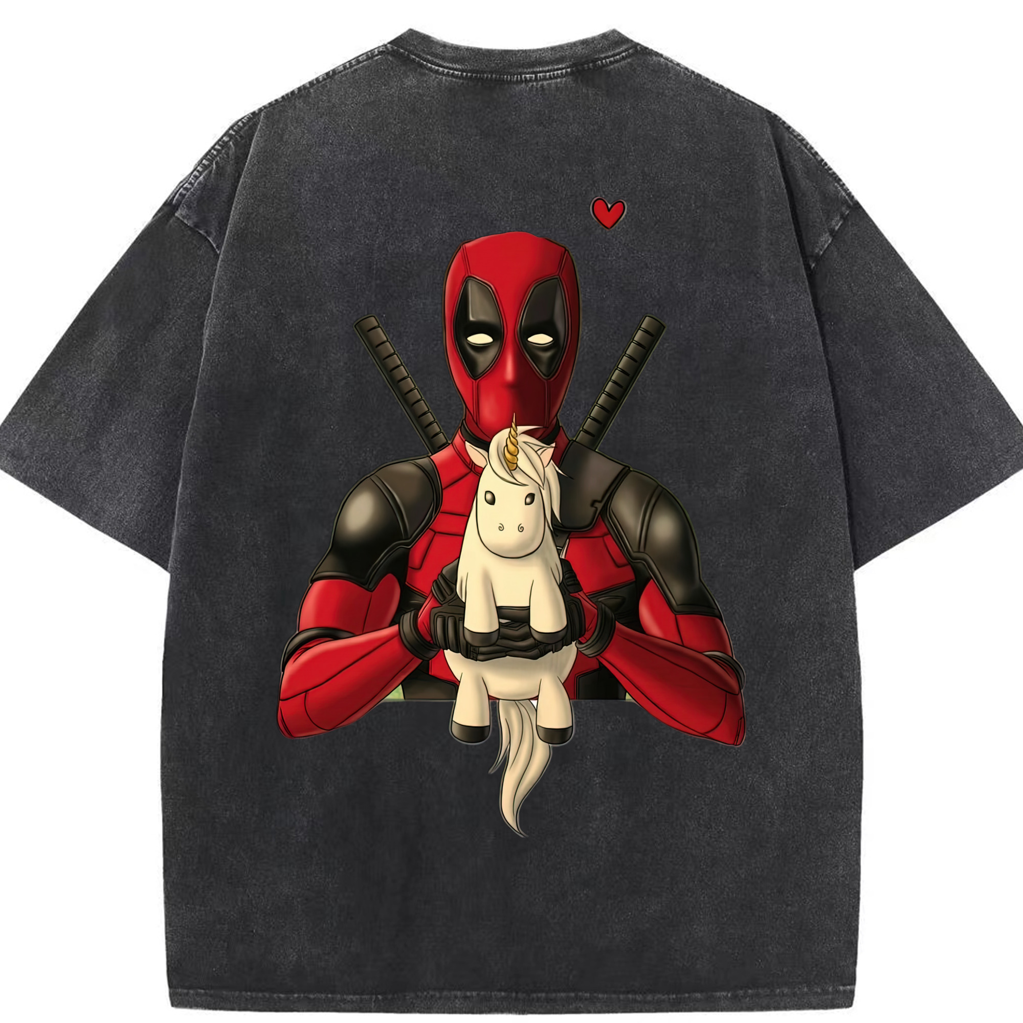 （画像用） Deadpool デッドプール 綿100% ヴィンテージ風 半袖Tシャツ（背面プリント）