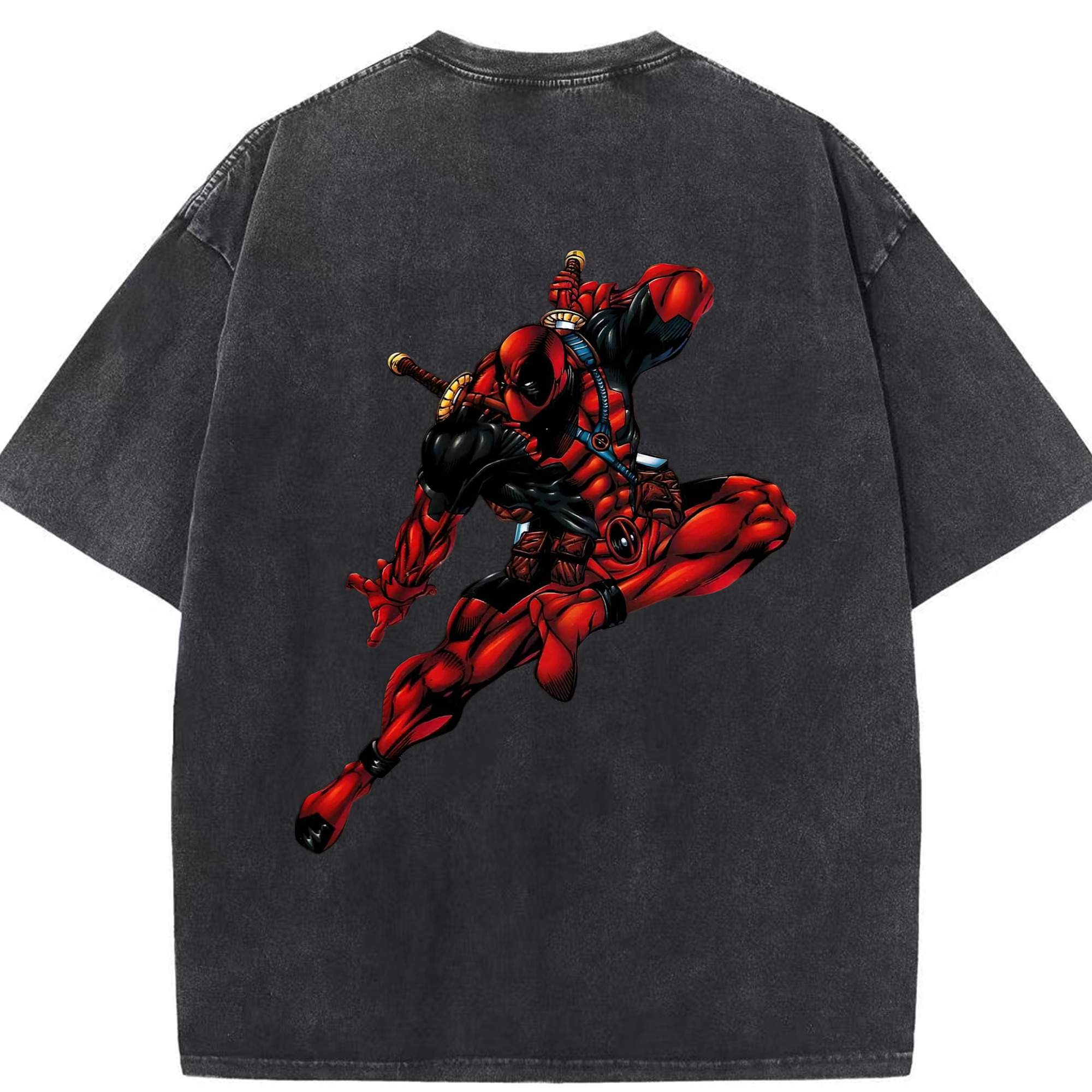 （画像用） Deadpool デッドプール 綿100% ヴィンテージ風 半袖Tシャツ（背面プリント）