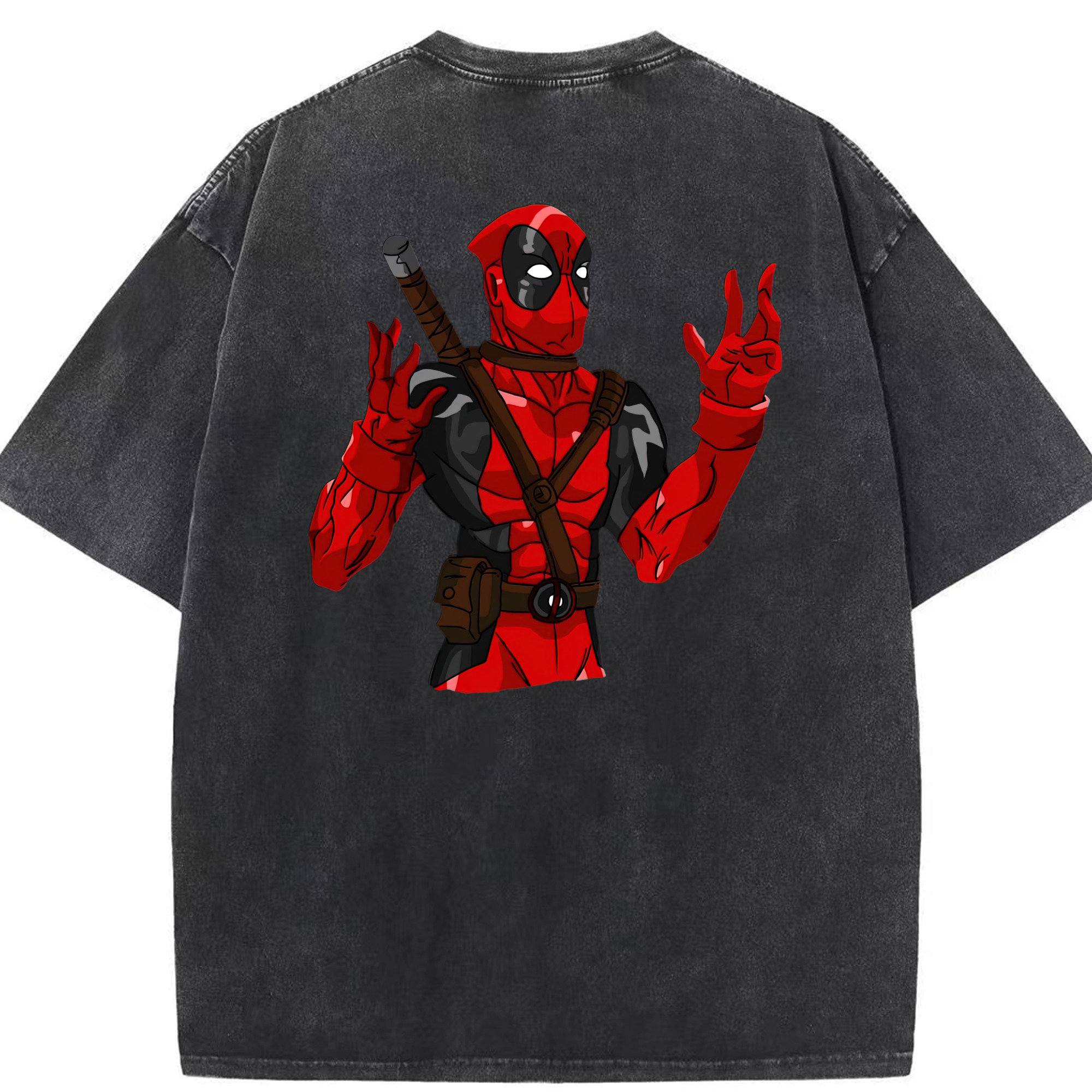 （画像用） Deadpool デッドプール 綿100% ヴィンテージ風 半袖Tシャツ（背面プリント）