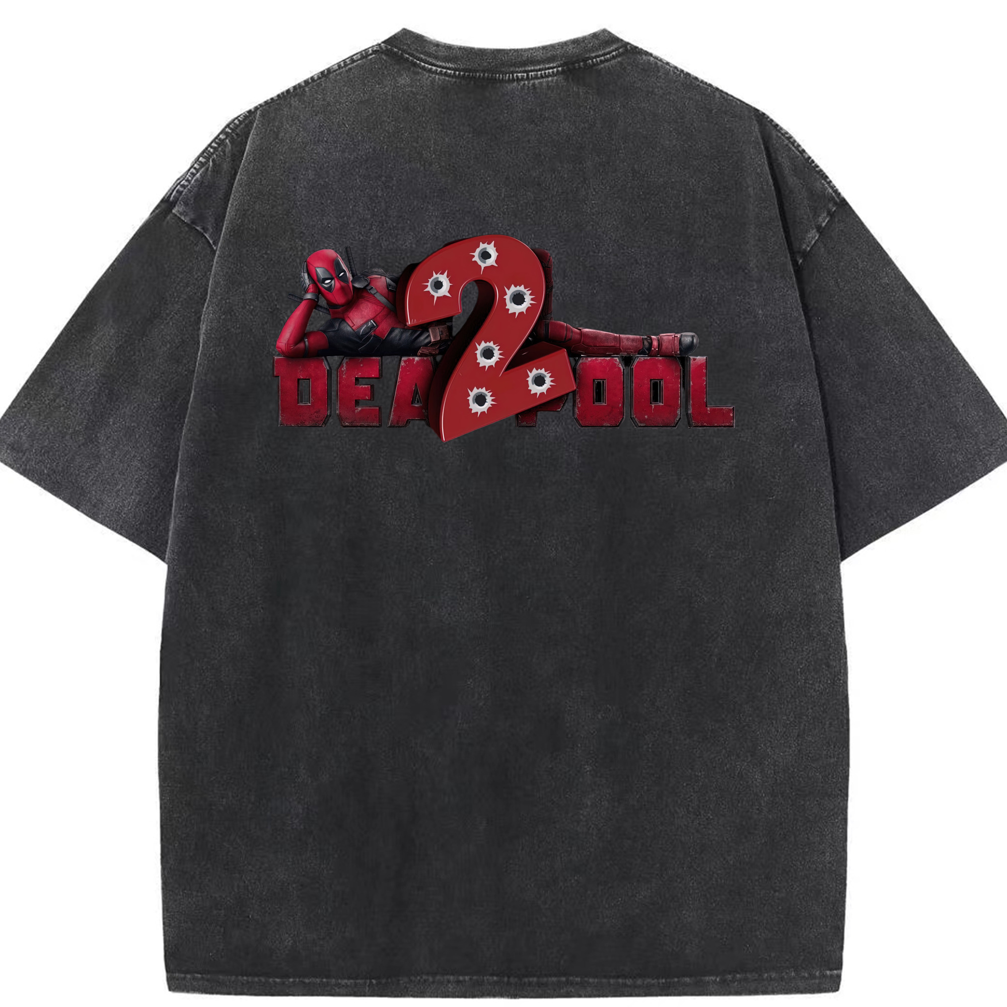 （画像用） Deadpool デッドプール 綿100% ヴィンテージ風 半袖Tシャツ（背面プリント）