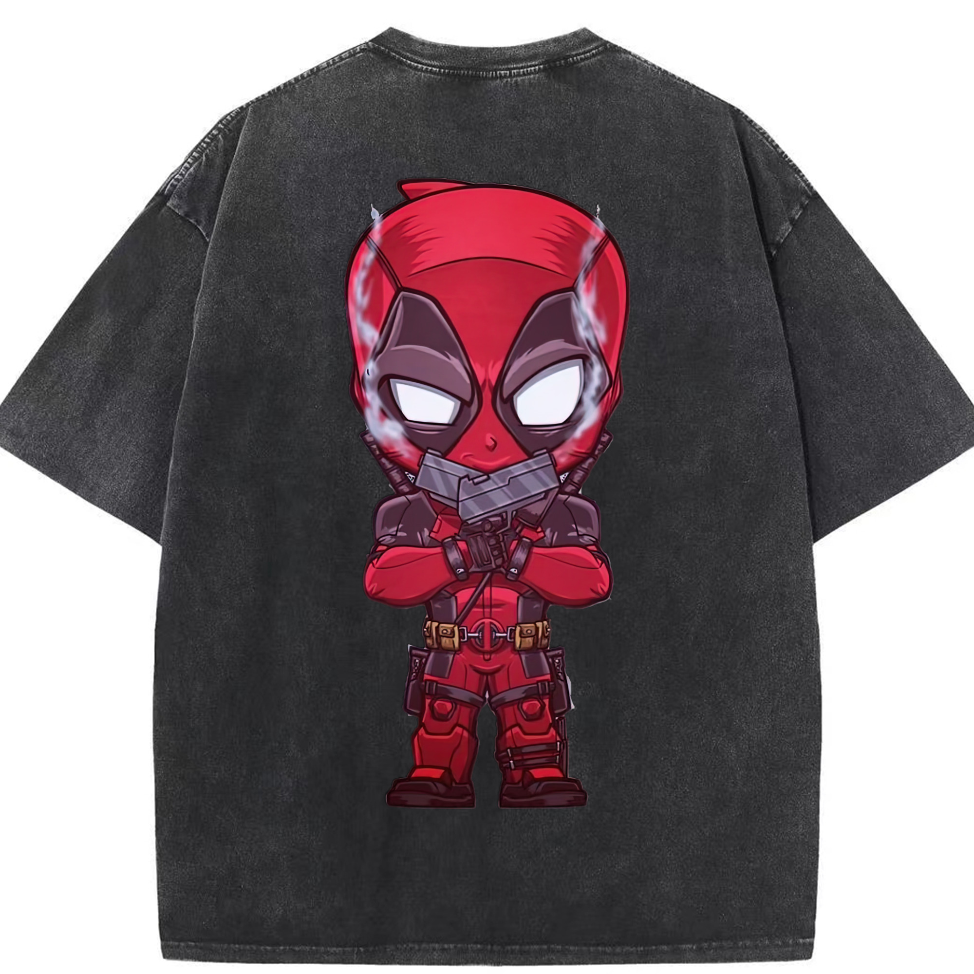 （画像用） Deadpool デッドプール 綿100% ヴィンテージ風 半袖Tシャツ（背面プリント）