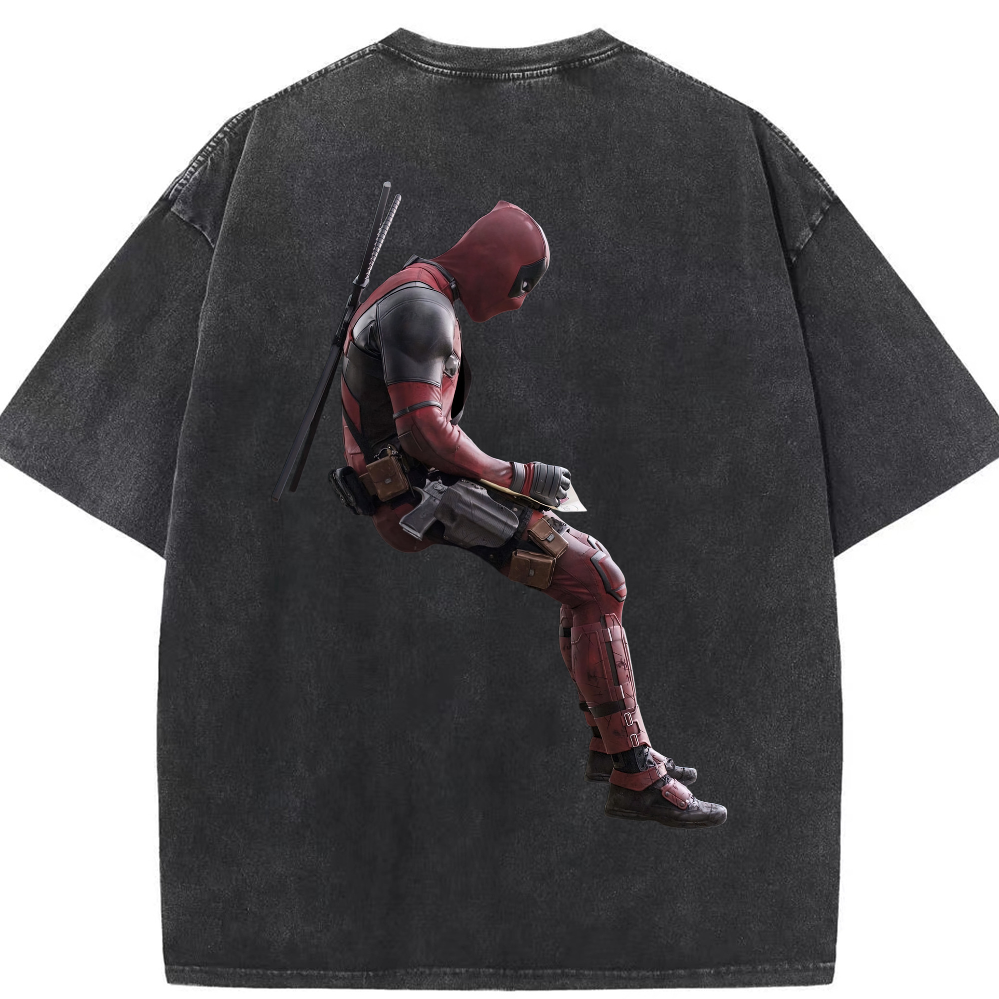 （画像用） Deadpool デッドプール 綿100% ヴィンテージ風 半袖Tシャツ（背面プリント）